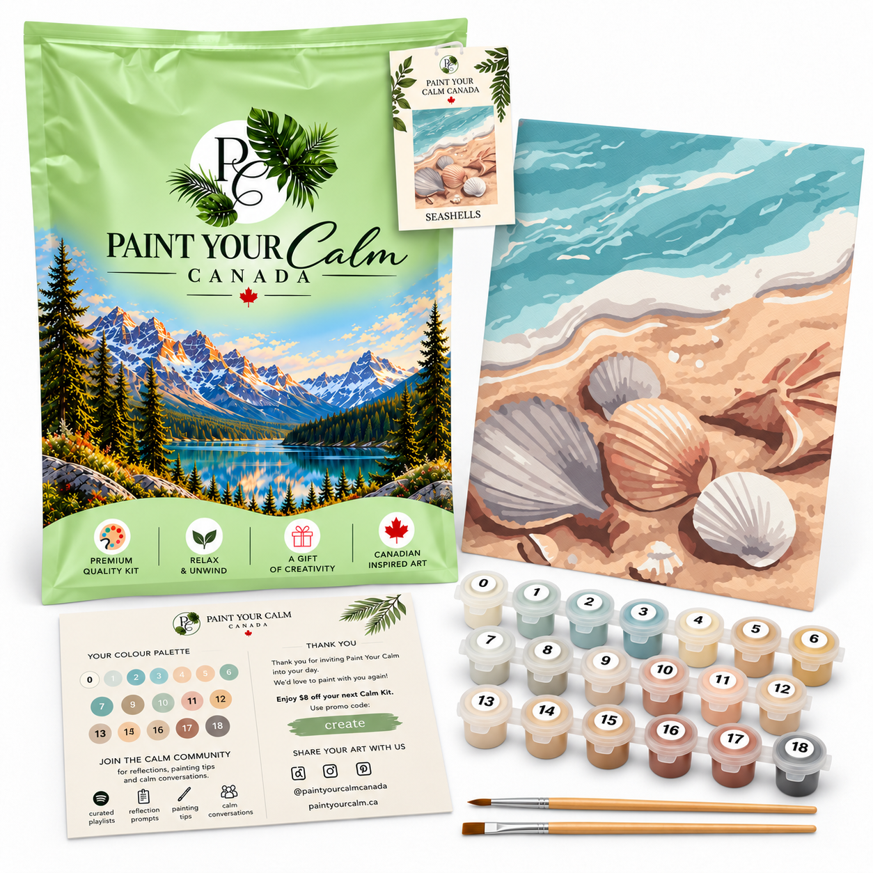 Seashell Tranquility Paint-by-Numbers Set