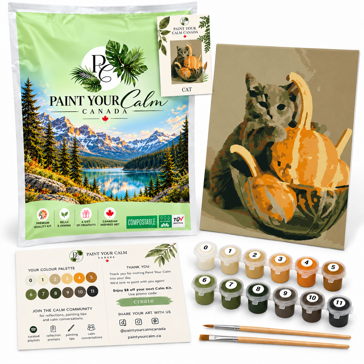Pumpkin Kitten Soothing Relaxation Art Set