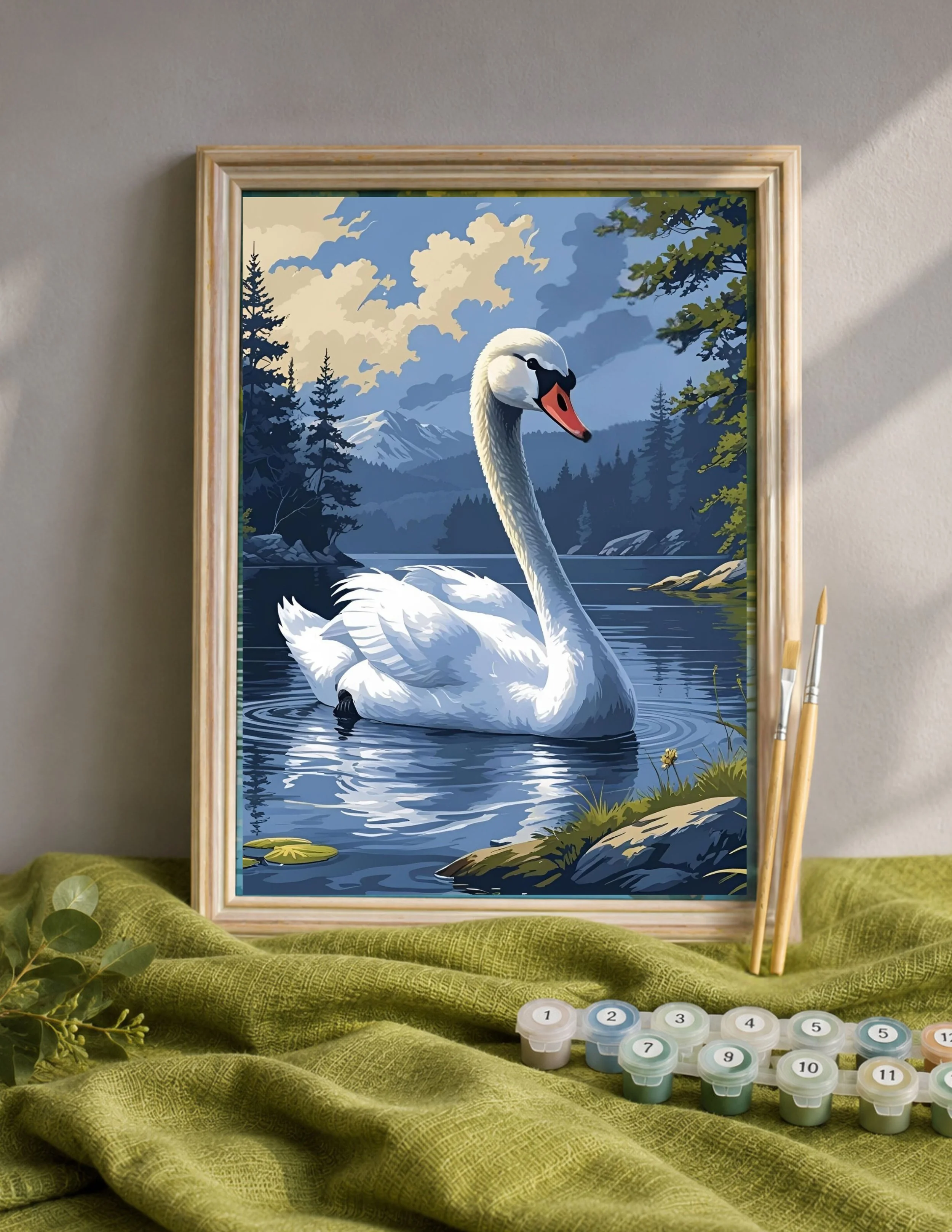 Serene Swan Lake Paint-by-Numbers Kit