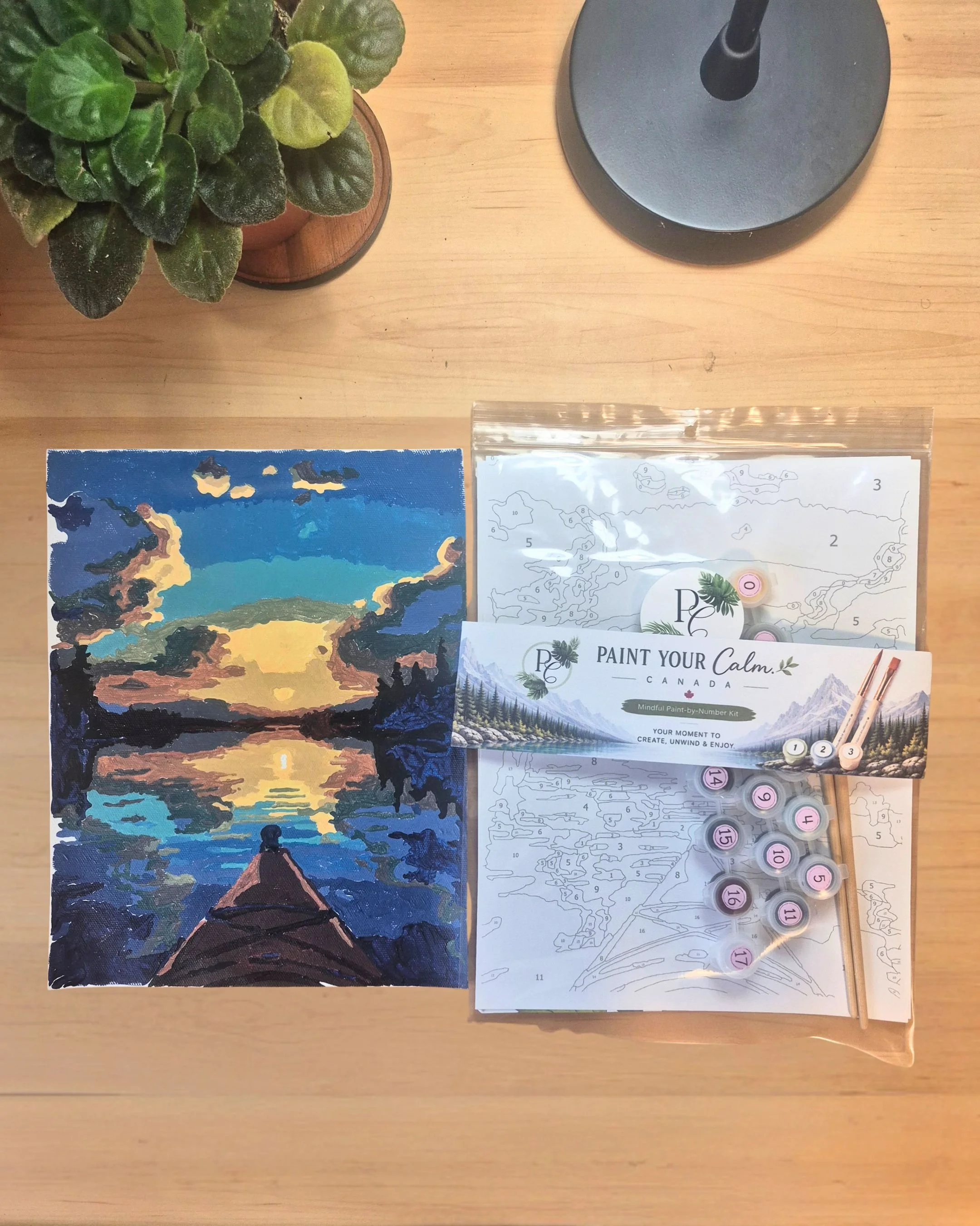 Drifting Sunset Canoe Paint Anywhere Reflection Kit for Relaxation & Mindfulness