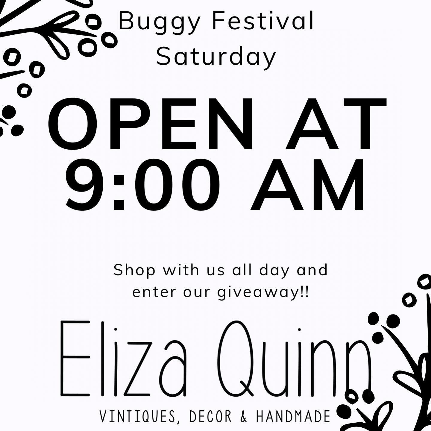 We open at 9:00 tomorrow along with the rest of the Buggy Festival! Come shop and enter our giveaway for a Mother&rsquo;s Day box! #farmhousedecor #weareturningtwo #primitivechic #farmhousefinds #barnfinds #homedecor #makeityours #smalltown #herewegr