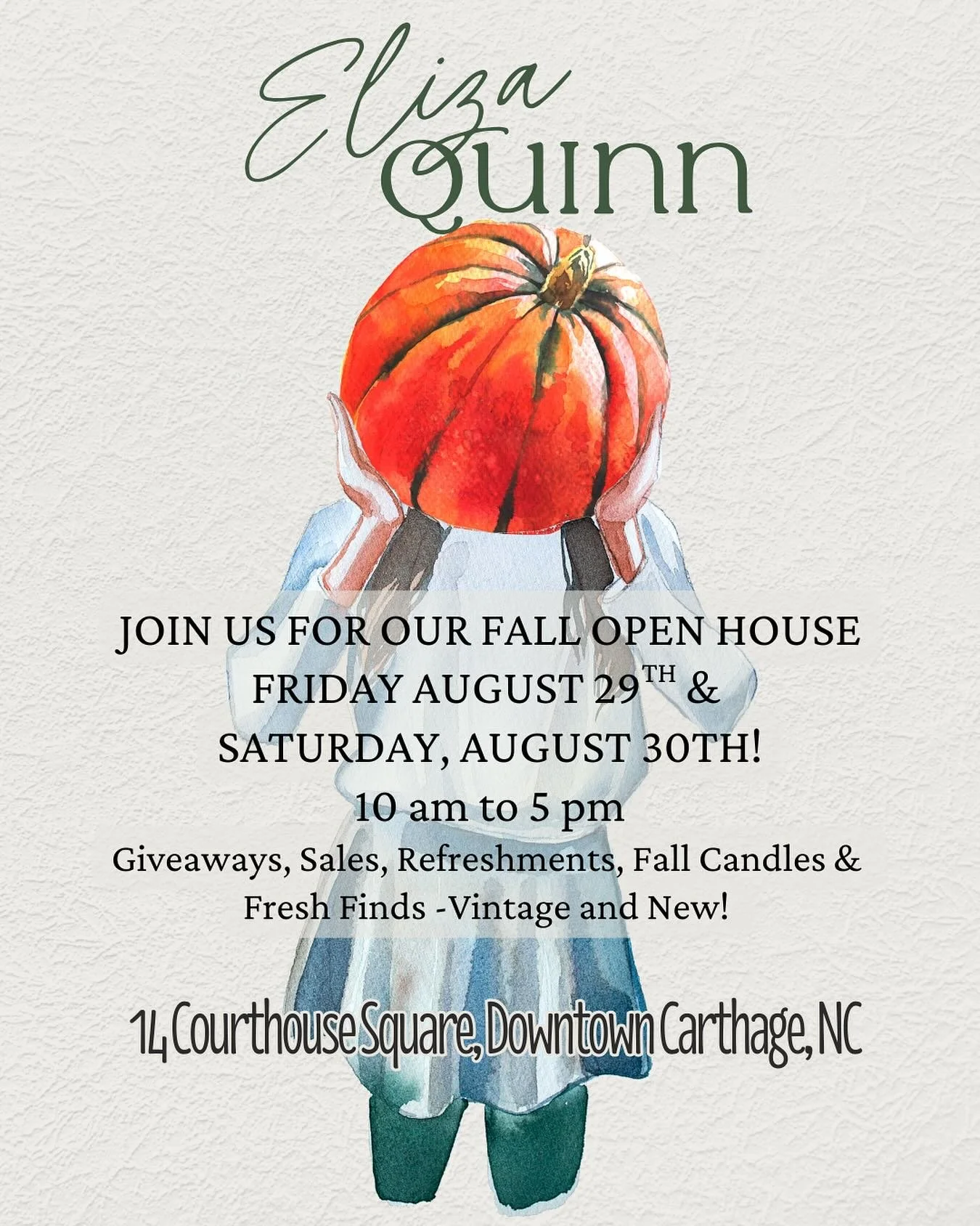 It’s that time of year again! We’re just one week away from our fall open house! Come celebrate this change of seasons and see what’s new! Giveaways, treats, allll the new candle scents, gifts, decor galore and beautiful vintage fin