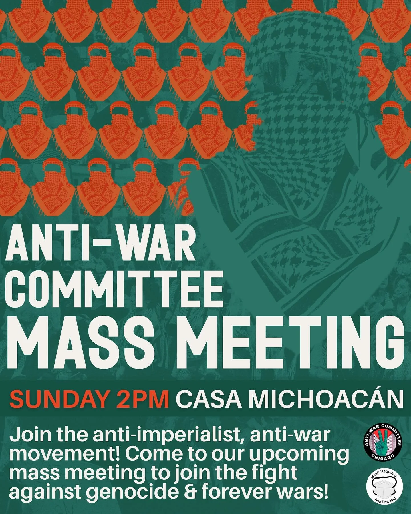Come to our weekly mass meeting this Sunday at Casa Michoac&aacute;n at 2pm. All are welcome to join!

Get involved with an anti-imperialist organization that&rsquo;s fighting to divest Illinois tax dollars and public funds from the genocidal state o