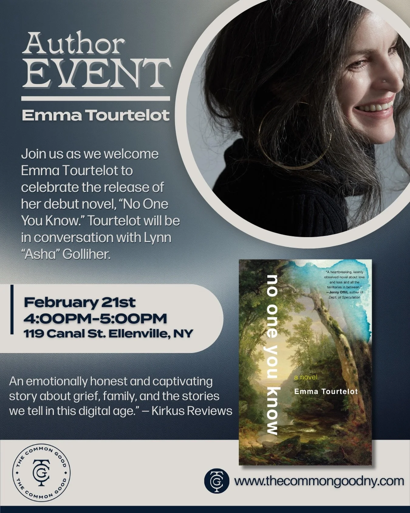 Happy pub week @emmatourtelot! 🎉📚

🗓️ Mark your calendar for a special evening with Hudson Valley author Emma Tourtelot on February 21st, celebrating her debut novel &ldquo;No One You Know&rdquo;&mdash;a dual-narrative mother-daughter story about 