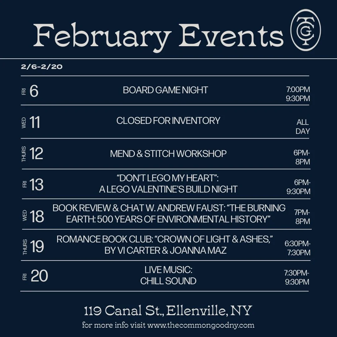 Yes, it&rsquo;s painfully cold 🥶❄️. No, you shouldn&rsquo;t hibernate. This month brings an author visit, book club meetups, live music, community events, and a Valentine&rsquo;s couples activity that&rsquo;s way better than staying home in sweatpan