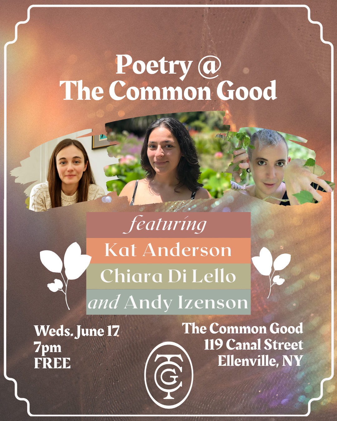 Poetry Reading: featuring Kat Anderson, Chiara Di Lello, Andy Izenson