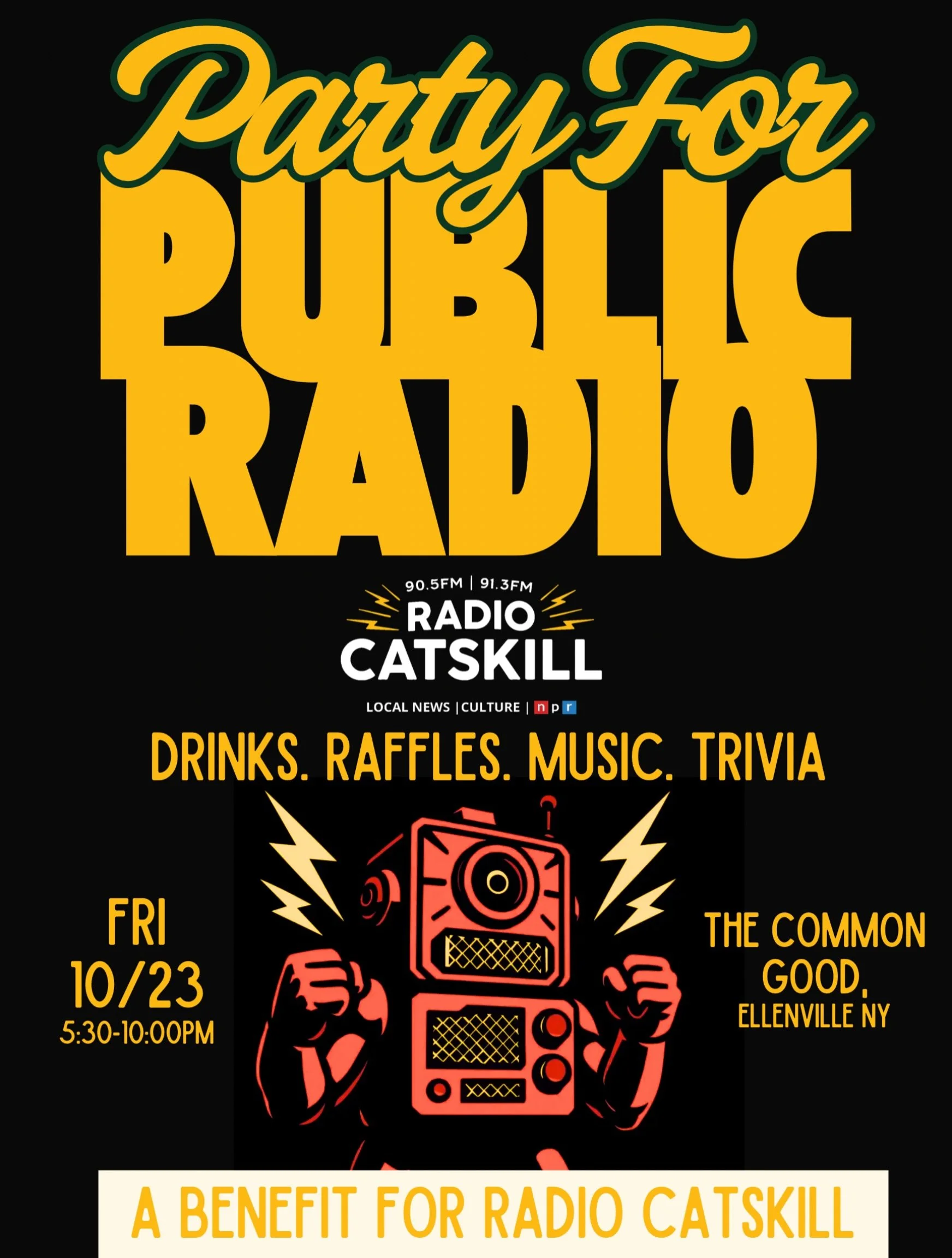📻 PARTY FOR PUBLIC RADIO! 🎶🍸

This Friday, we&rsquo;re putting the FUN in fundraiser with an evening celebrating Radio Catskill the independent, listener-supported public radio station bringing incredible music, local news, and community voices to