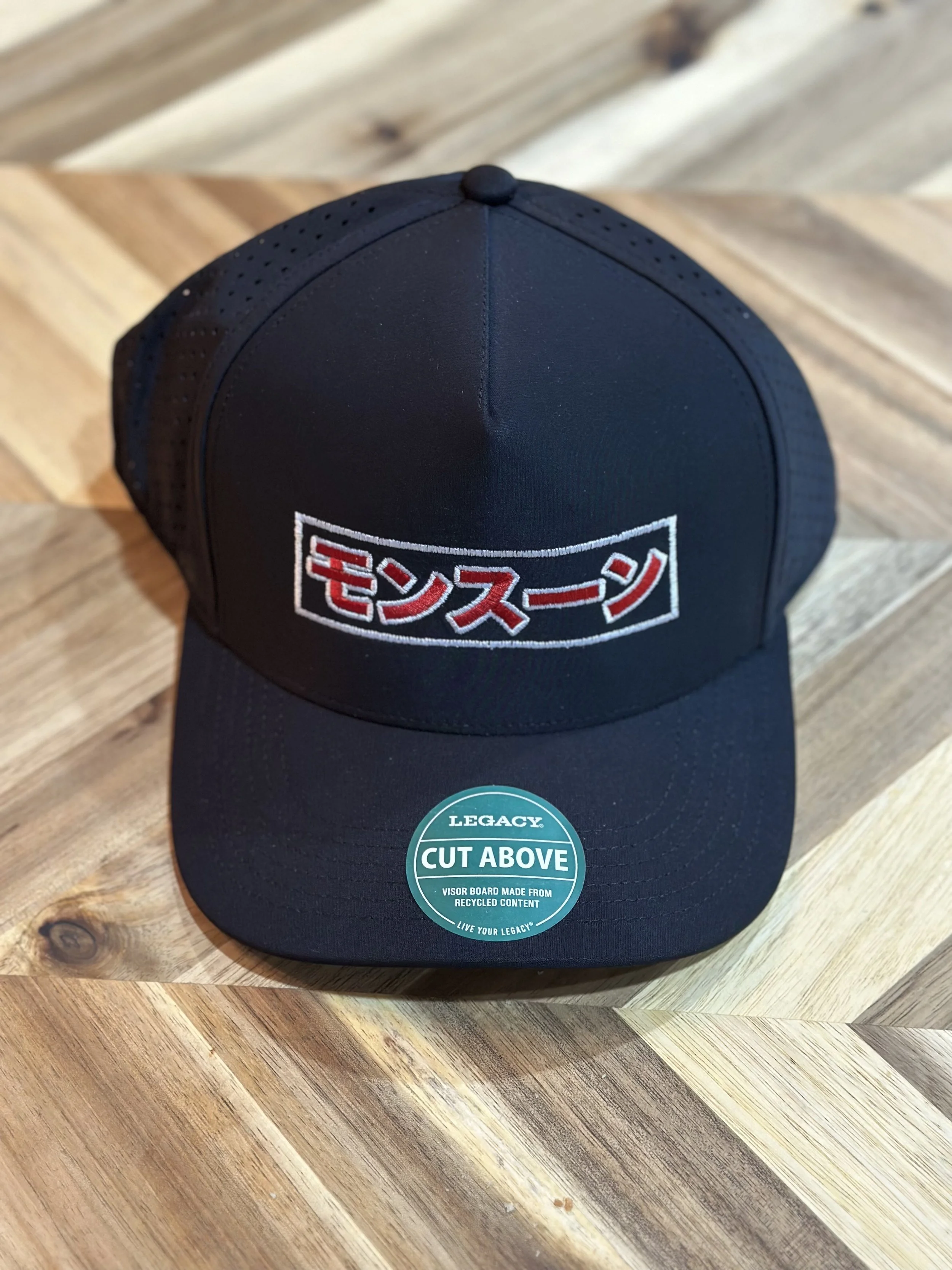 NEW Monsoon Katakana Script Embroidered Performance Snapback in Black