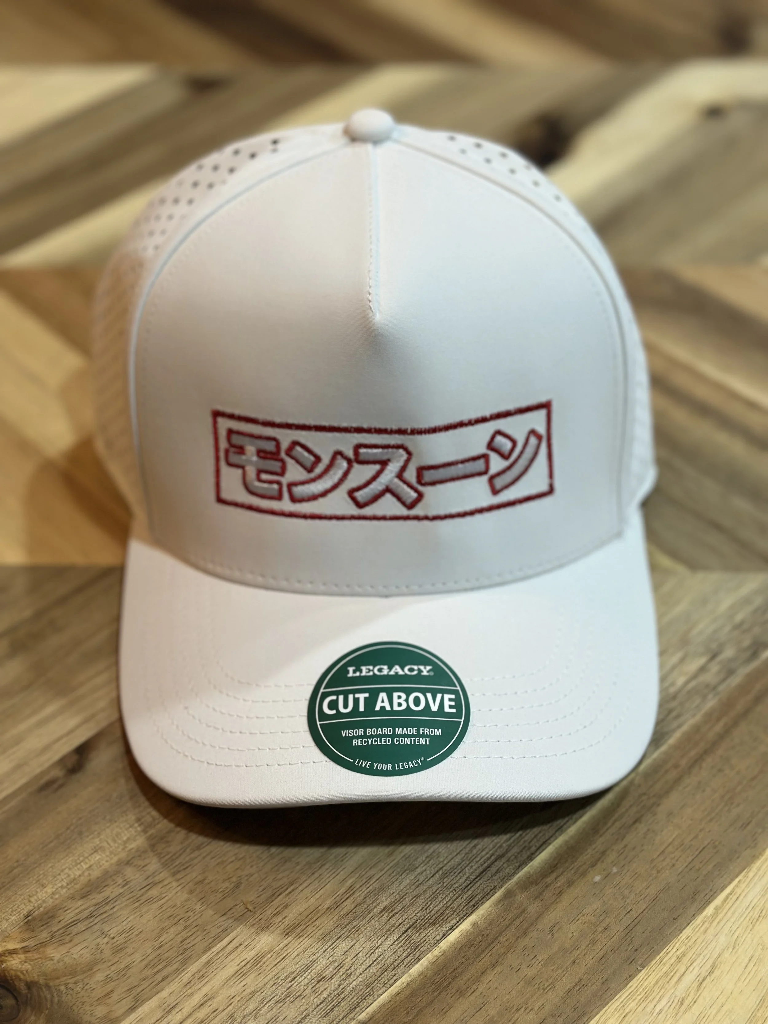 NEW Monsoon Katakana Script Embroidered Performance Snapback in White