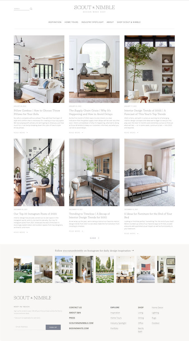 old Scout and Nimble blog desktop design | web ux design | responsive web design