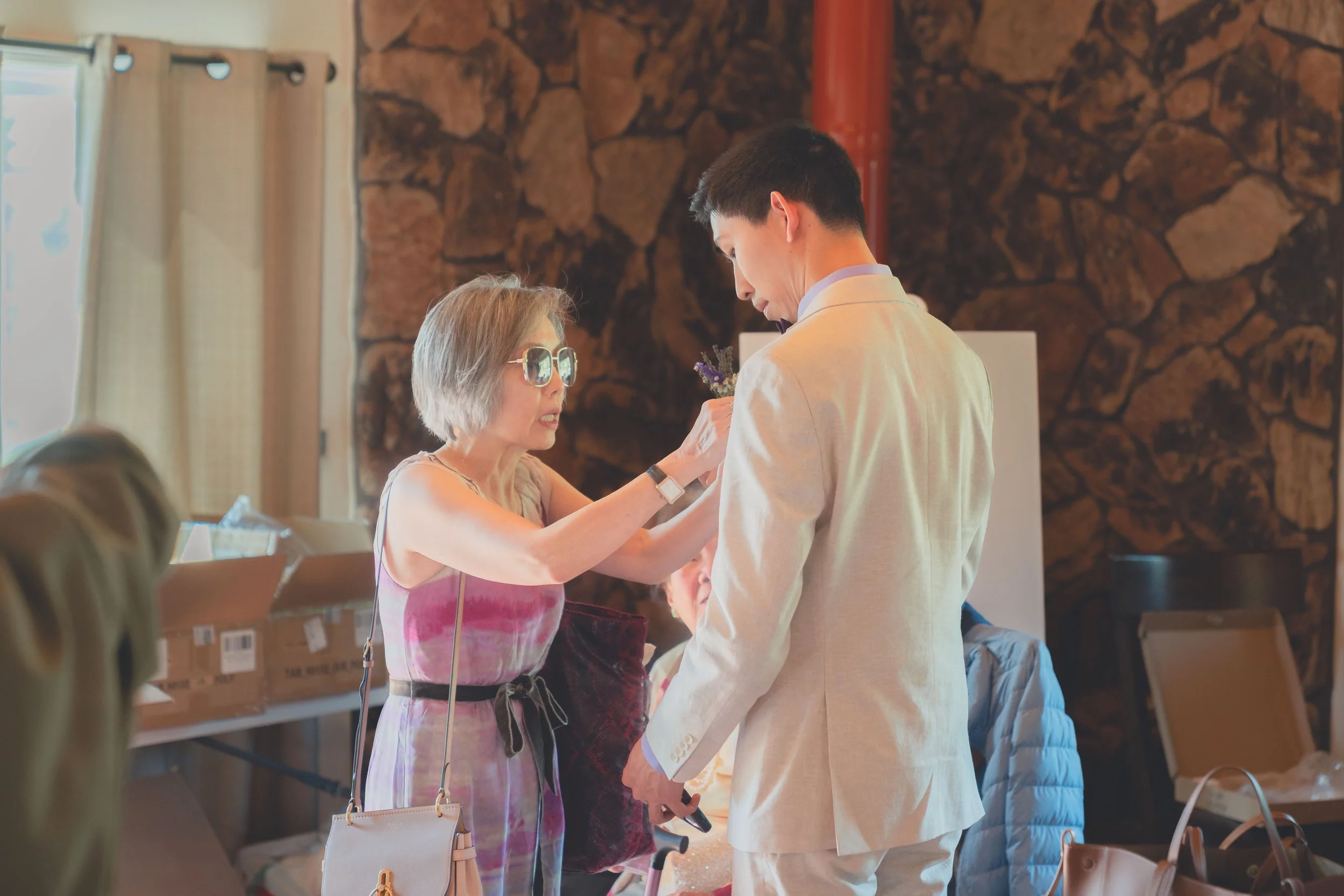 Natural interaction captured between the couple before the ceremony in Sonoma.