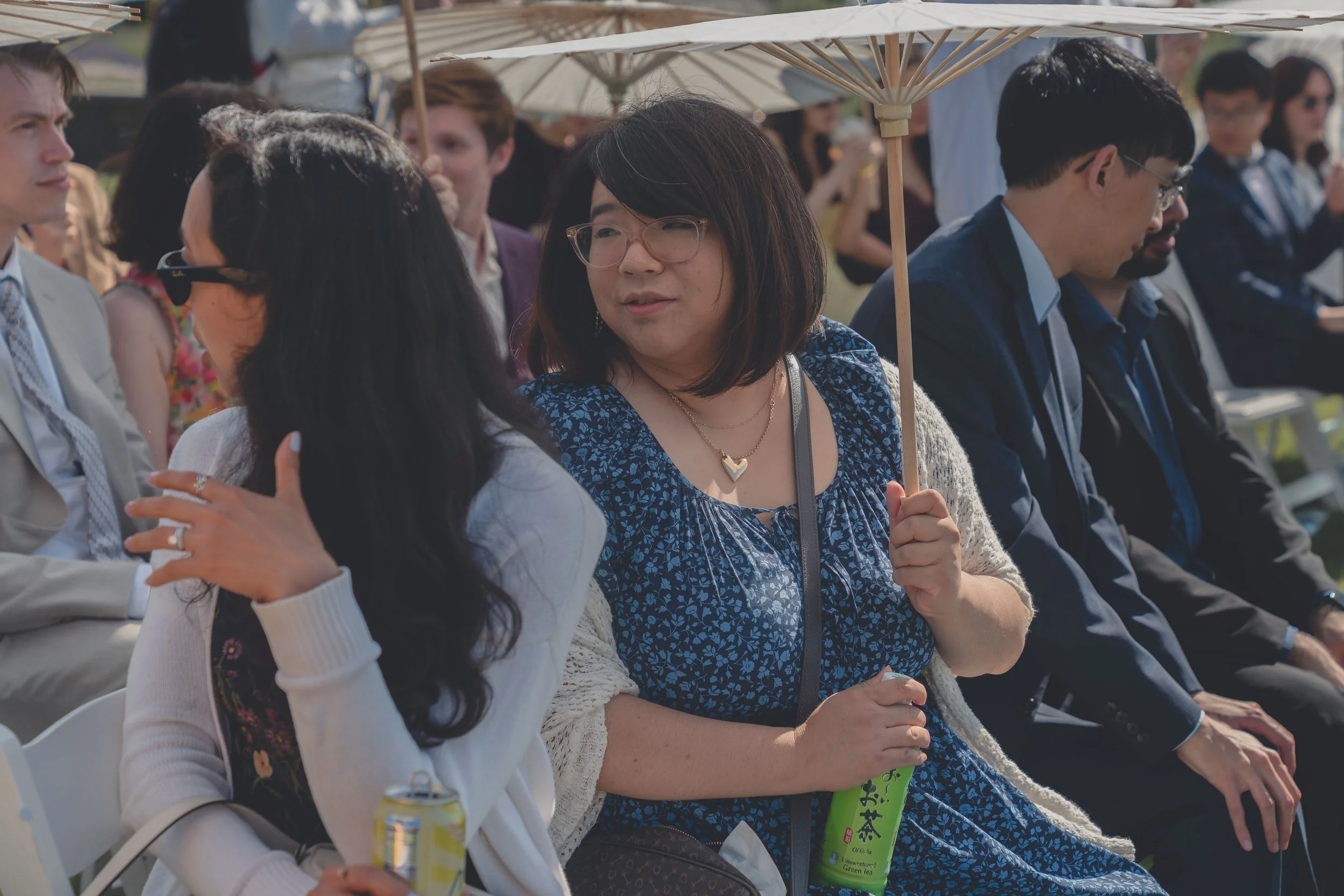 Guests seated side by side during Katherine and Calvin’s Sonoma wedding ceremony.