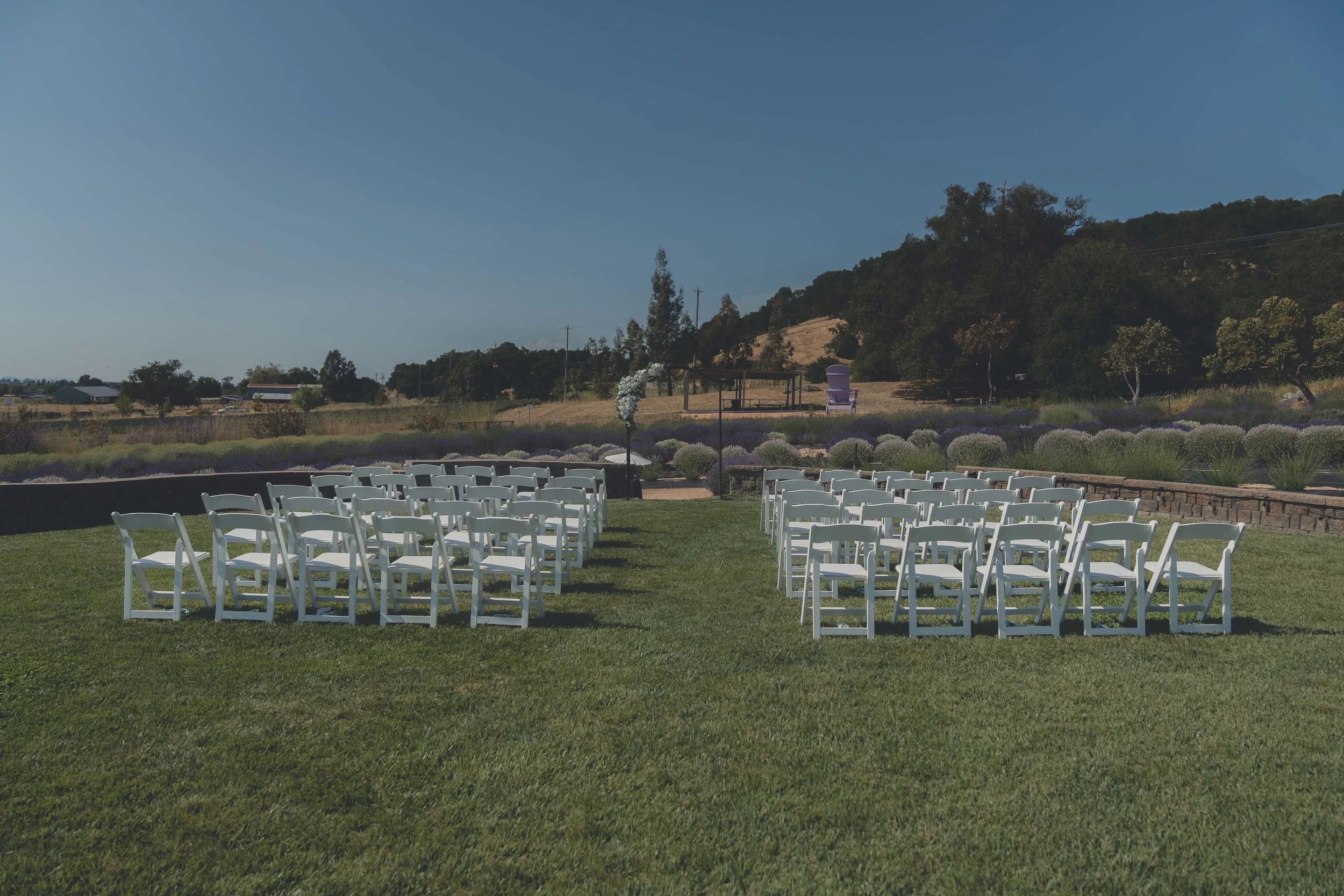 Ceremony seating arranged at a Sonoma wedding venue.