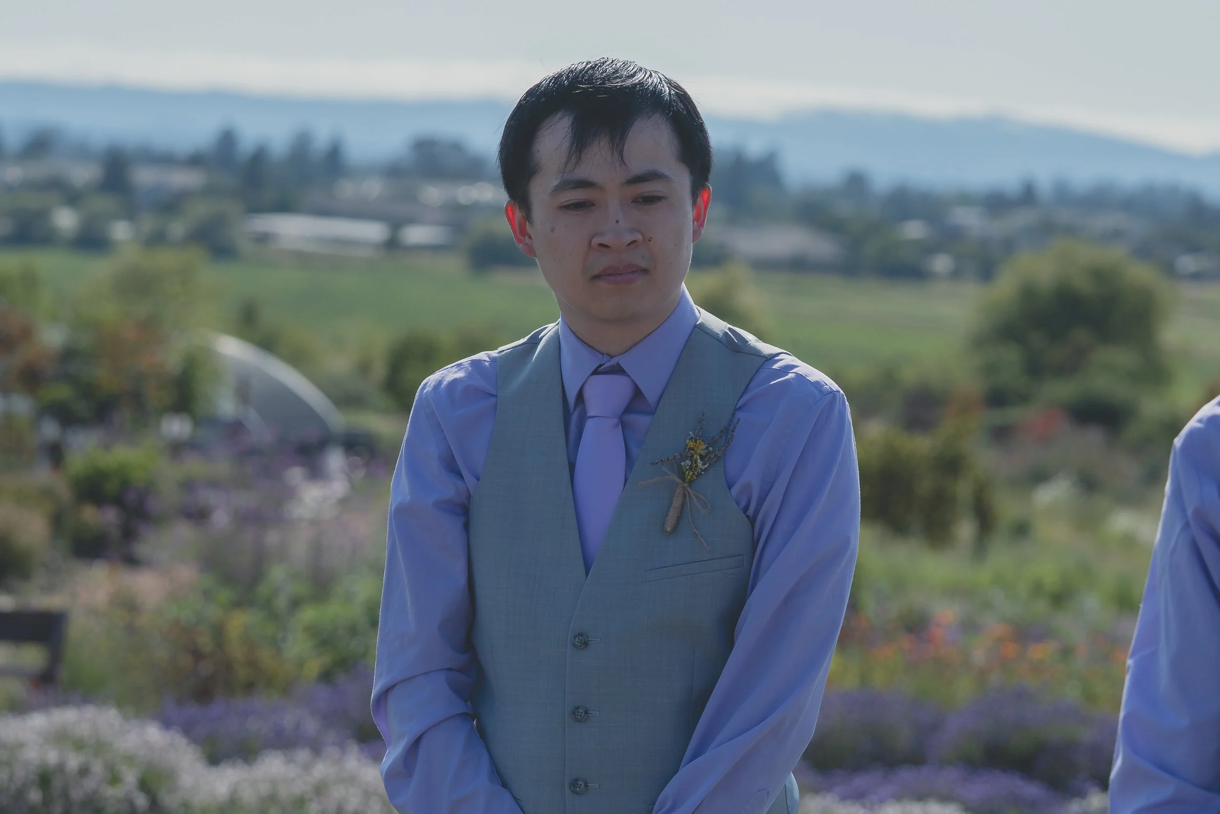 Groomsman portrait captured during the ceremony at a Sonoma wedding.