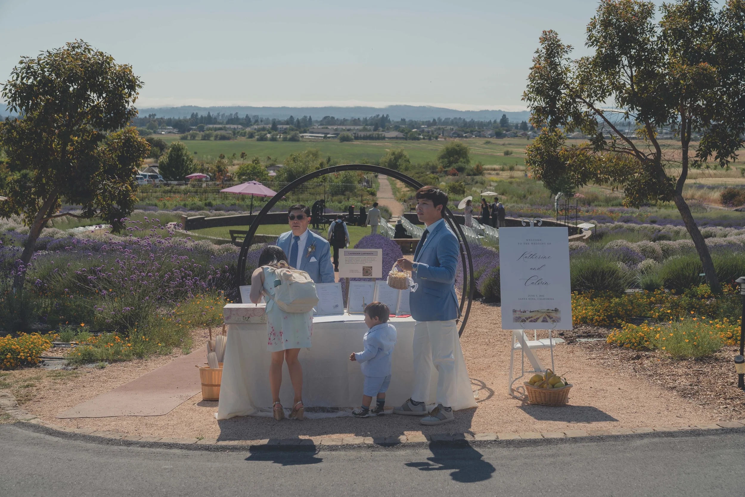 Guests walking through the Sonoma wedding venue grounds.