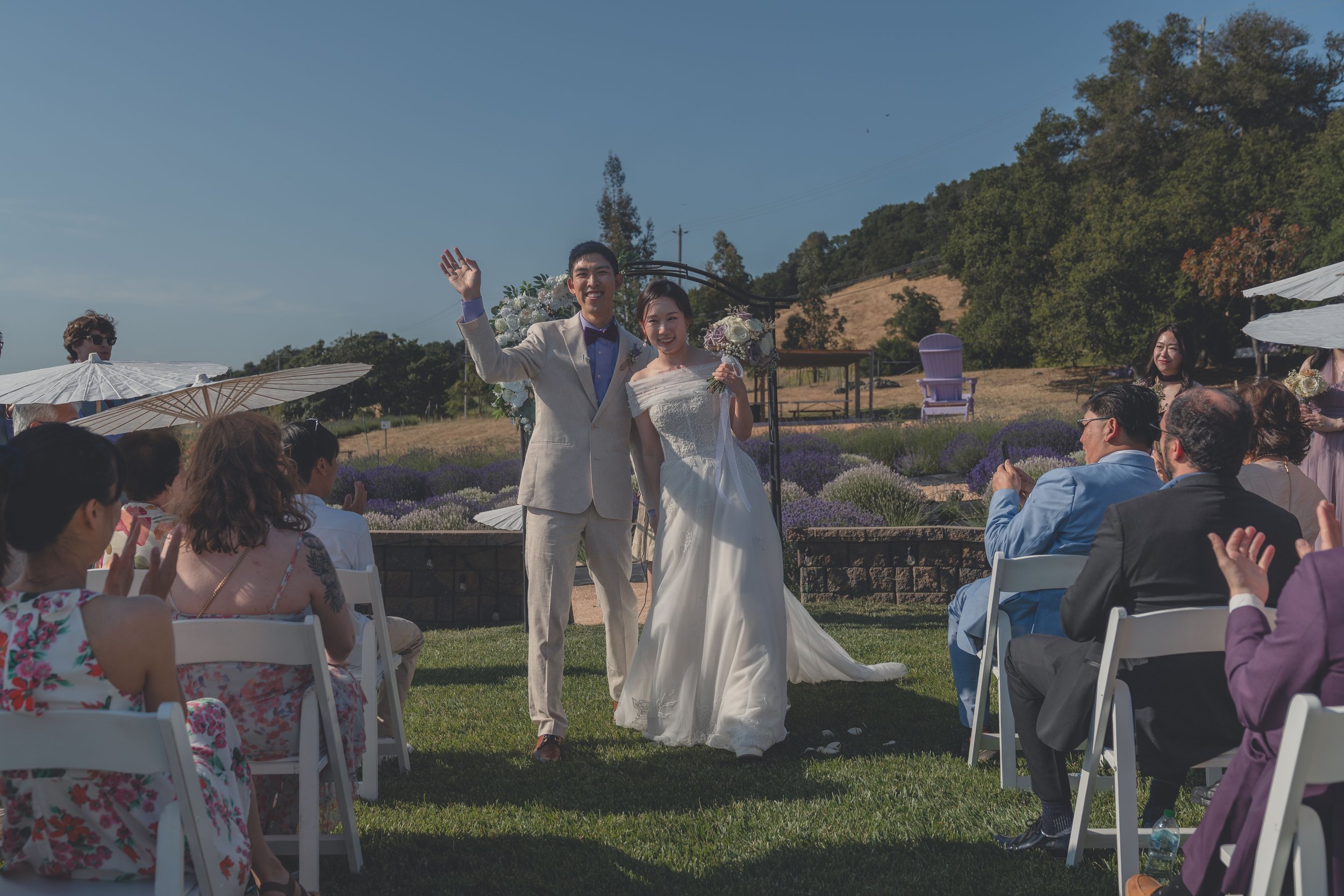 Wide view of the ceremony moments after the pronouncement in California wine country.
