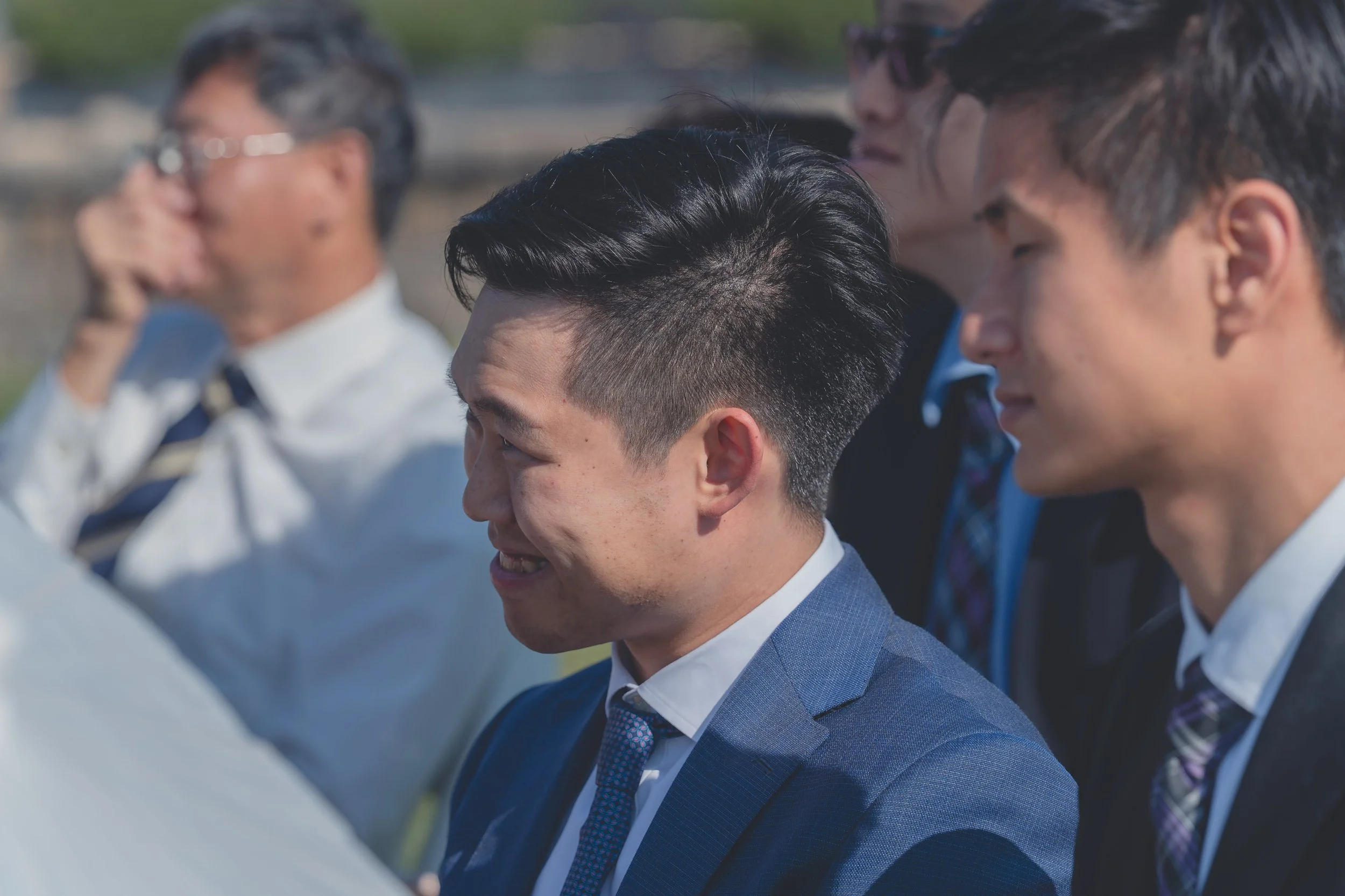 Groom reacting emotionally during the ceremony at Katherine and Calvin’s Sonoma wedding.