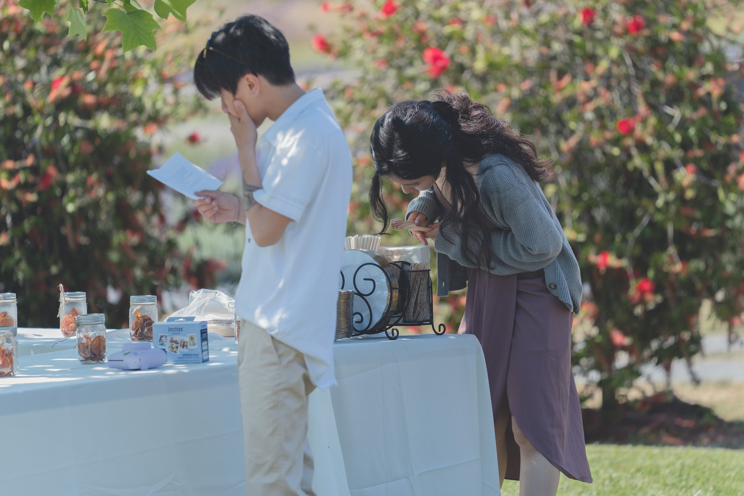 Guests gathering outdoors before the ceremony at a Sonoma wedding.