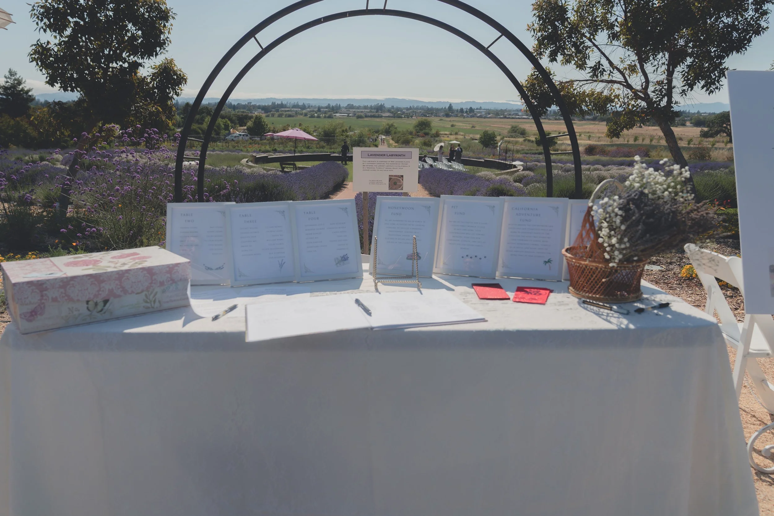Outdoor reception area photographed before guests arrive at a Sonoma wedding.