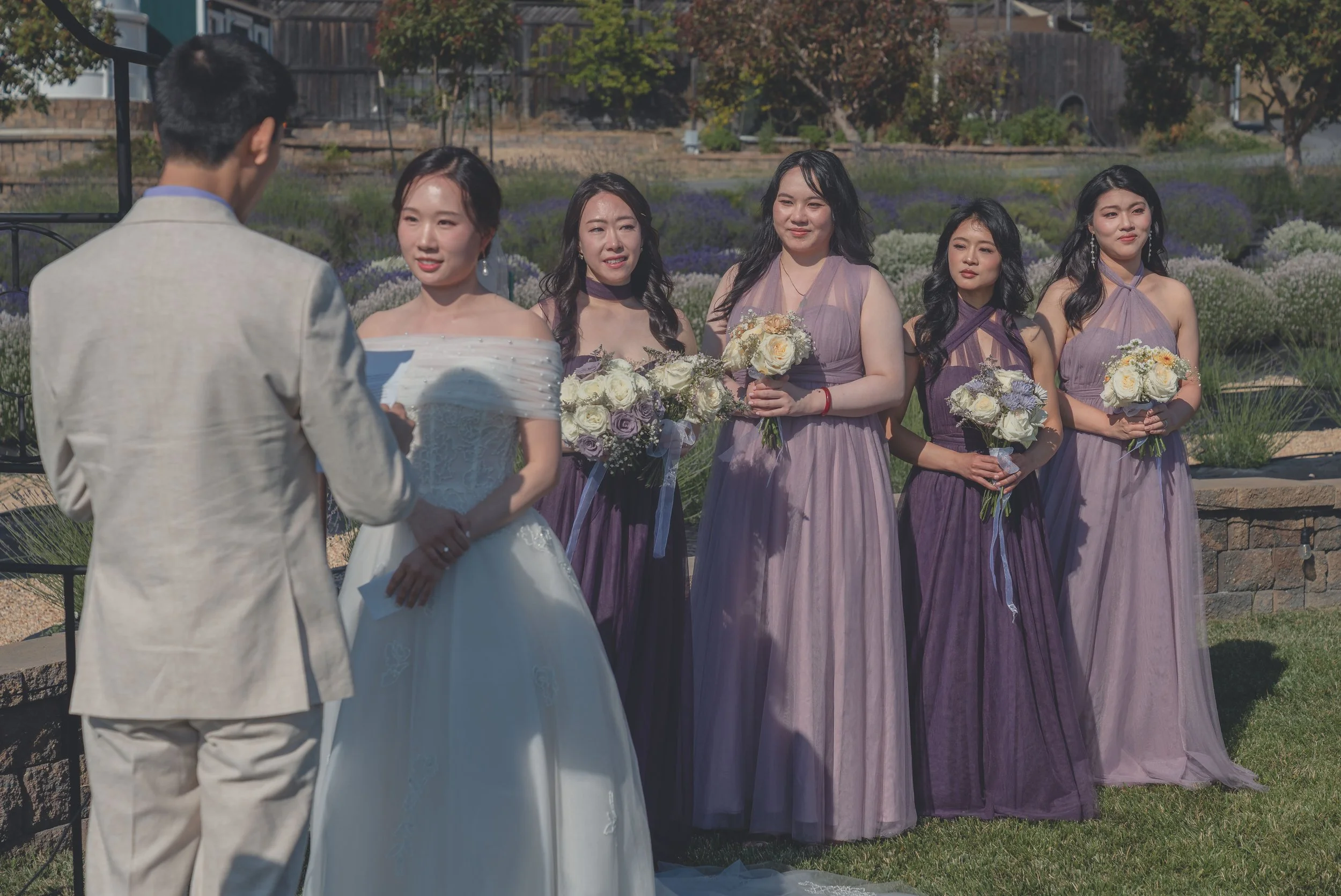 Wedding guests reacting emotionally during the ceremony in California wine country.