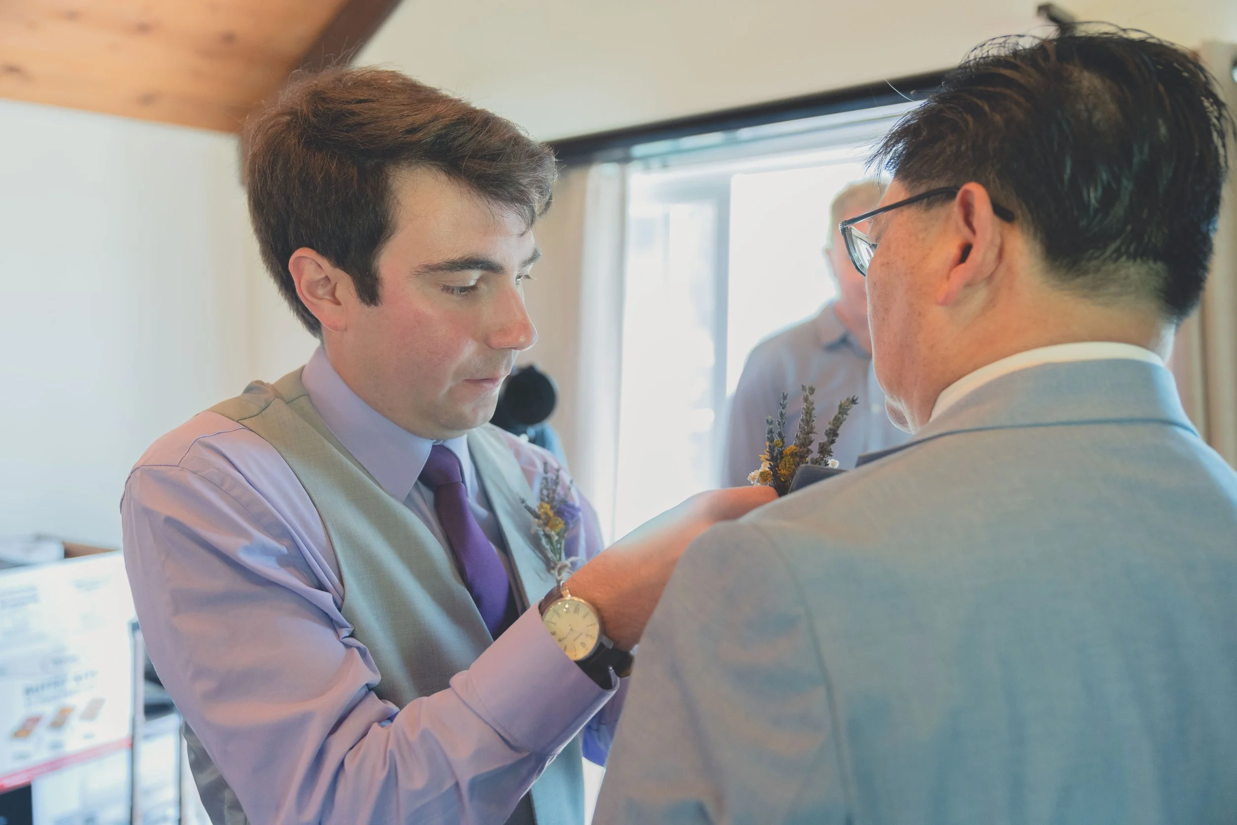 Groom getting ready during Katherine and Calvin’s Sonoma wedding.