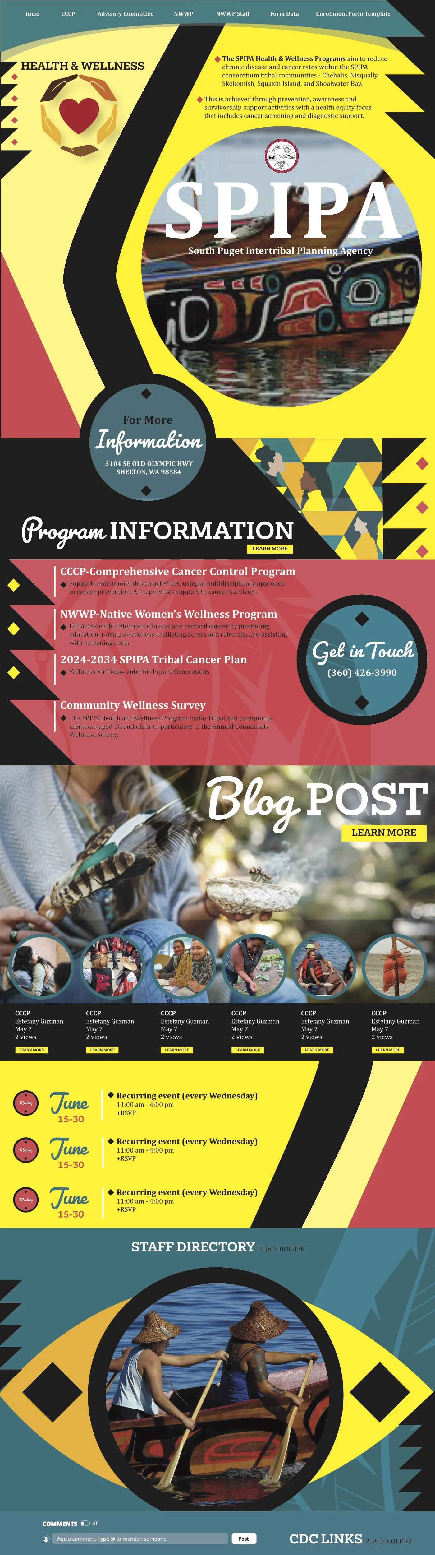 Internal Website Design Concept for South Sound Intertribal Planning Agency (SPIPA)