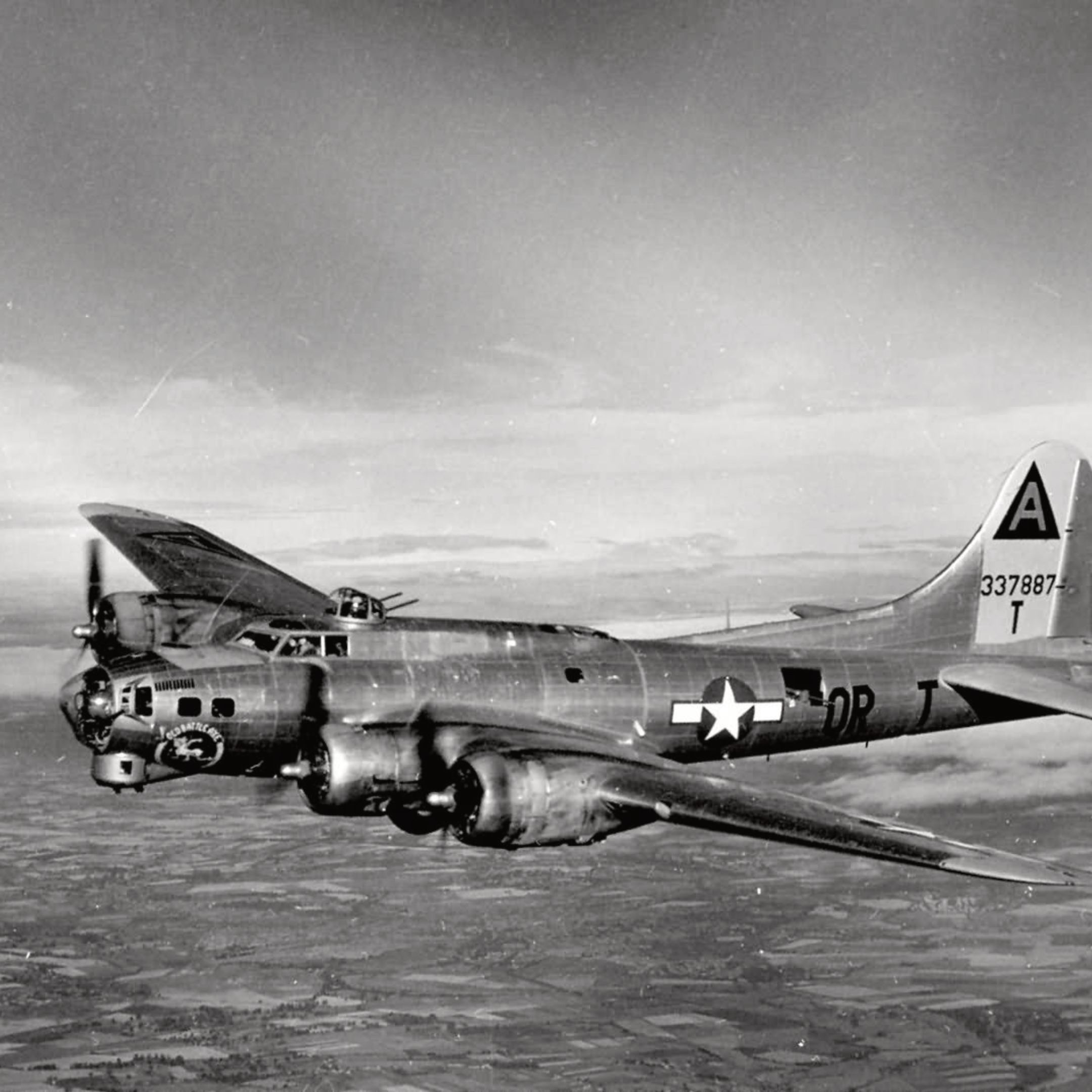 B-17 Flying Fortress WW2 Black and White Photo