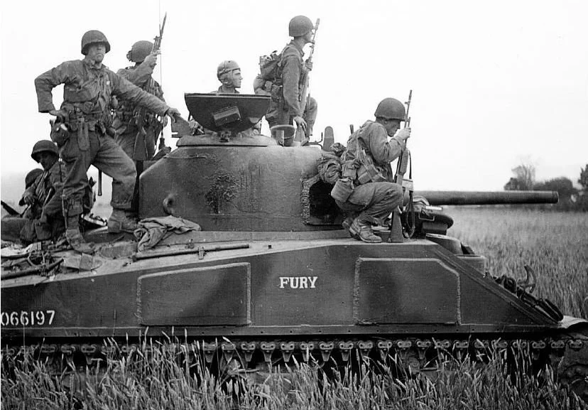 Real Fury Sherman Tank World War 2 Black and White Photo