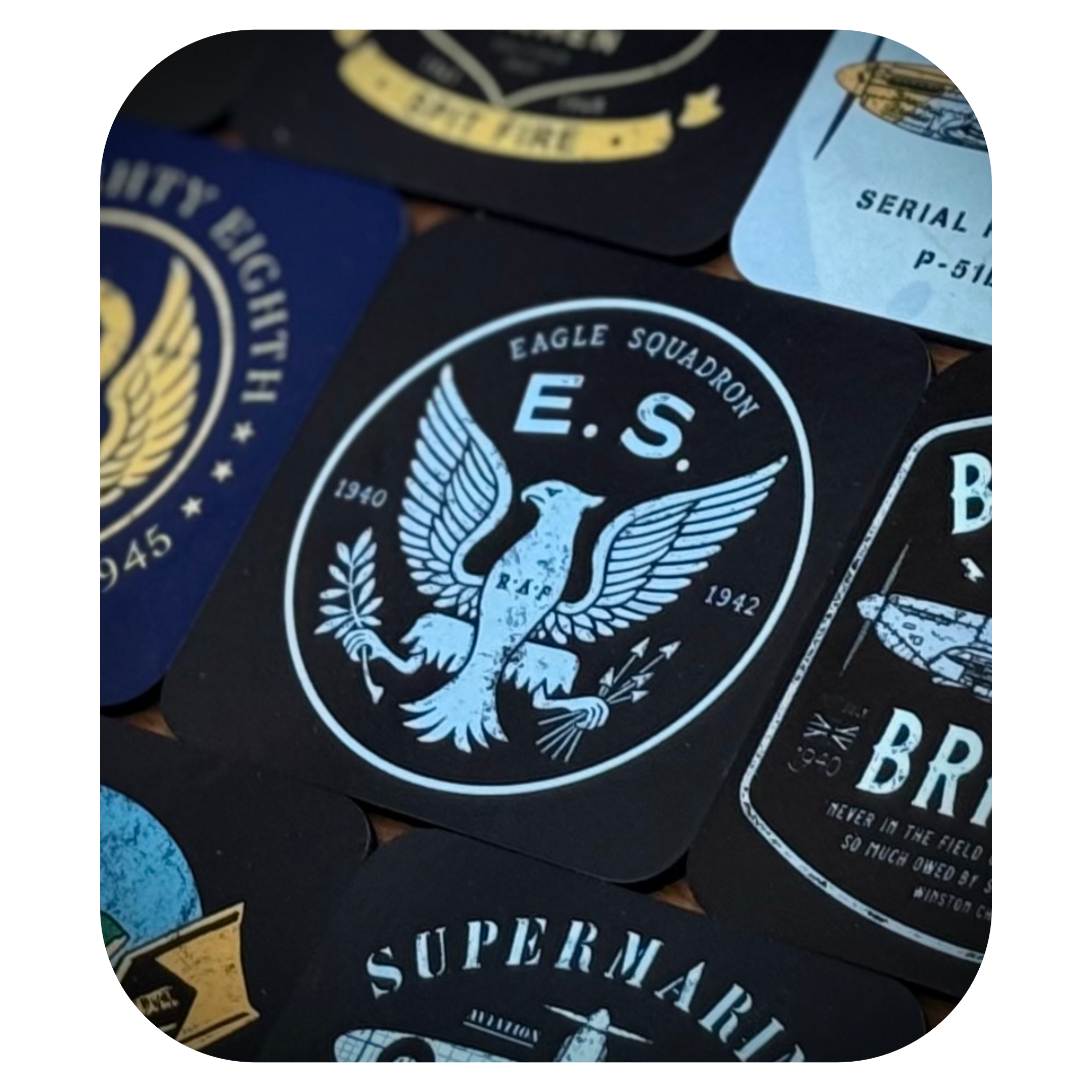 Eagle Squadron E.S. American volunteer fighter unit sleeve insignia Coaster