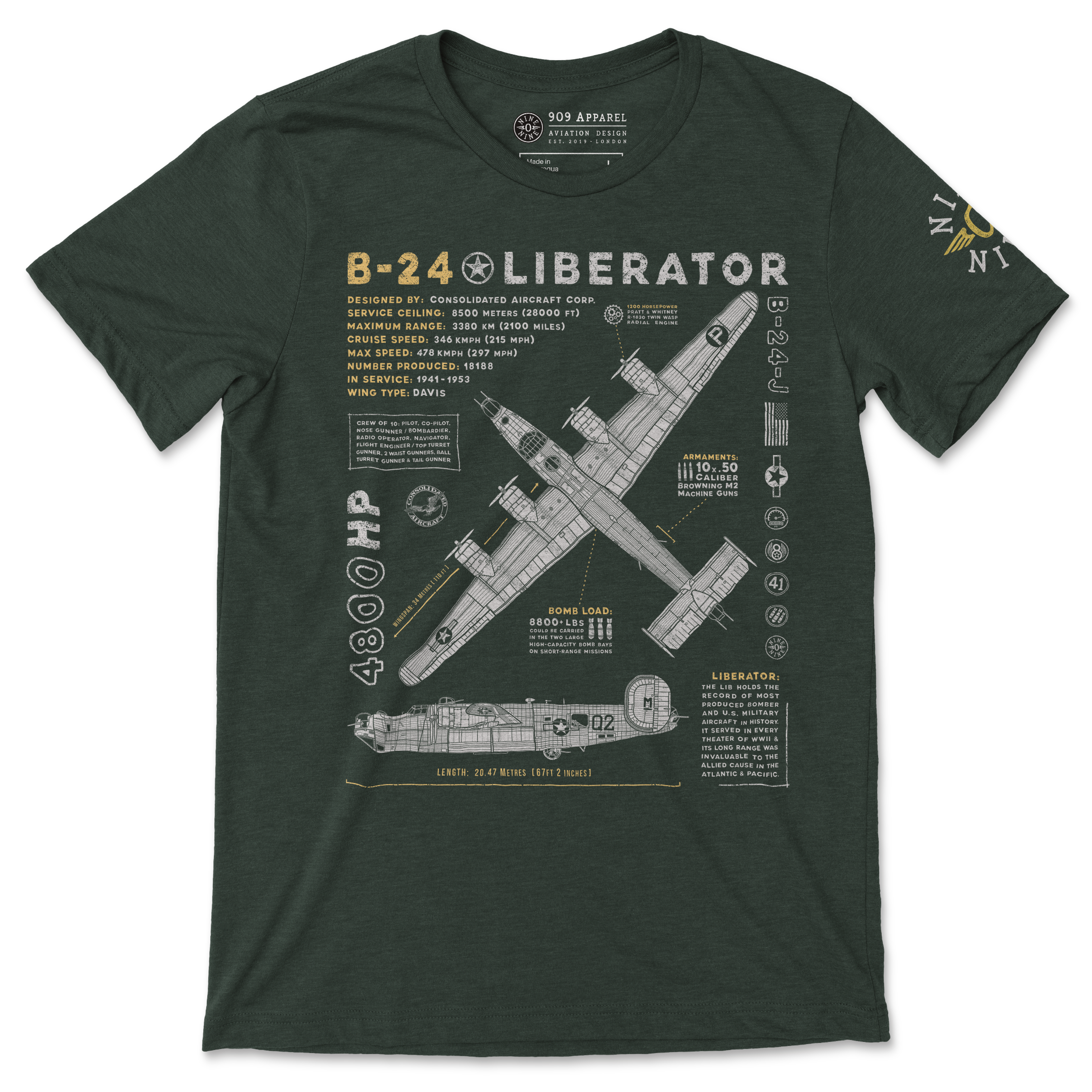 B-24 Liberator WWII Vintage Aircraft T-Shirt