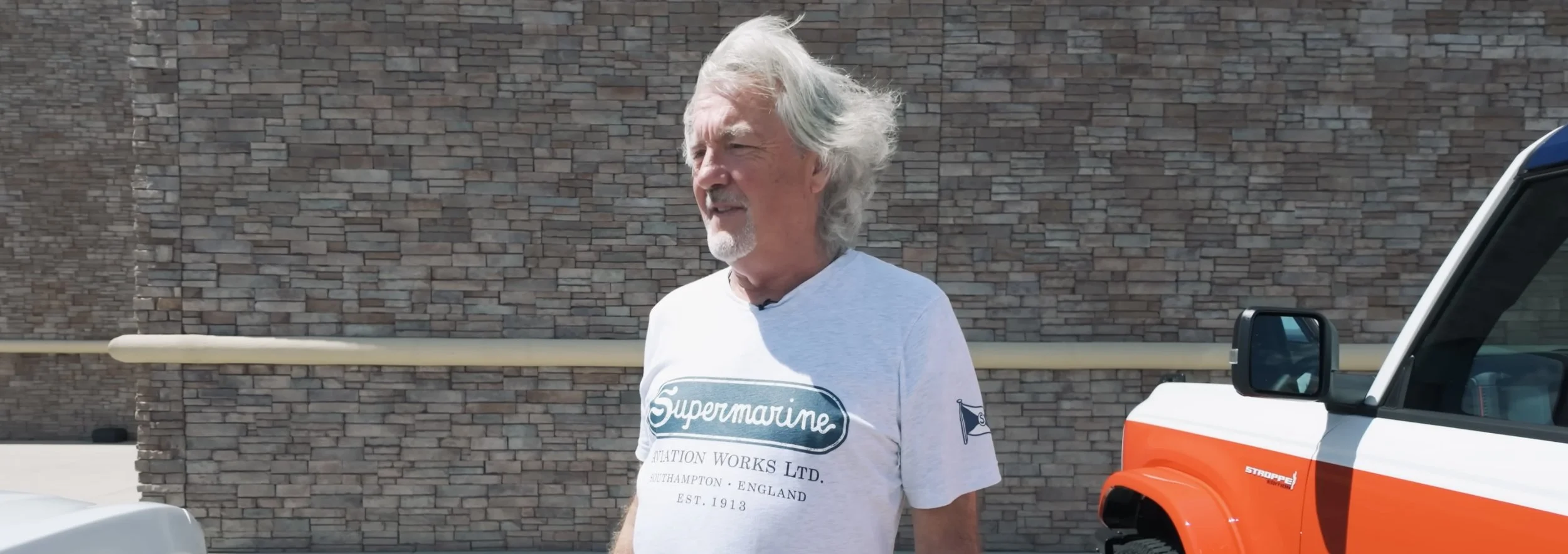 James May wearing a Supermarine Aviation Works Spitfire T-Shirt