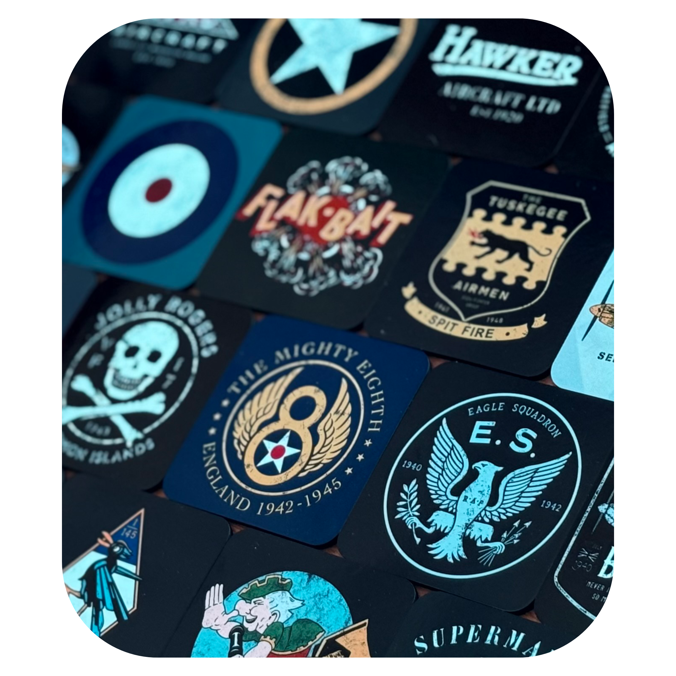 WW2 aviation coasters showcasing WWII Aircraft and Warbird artwork