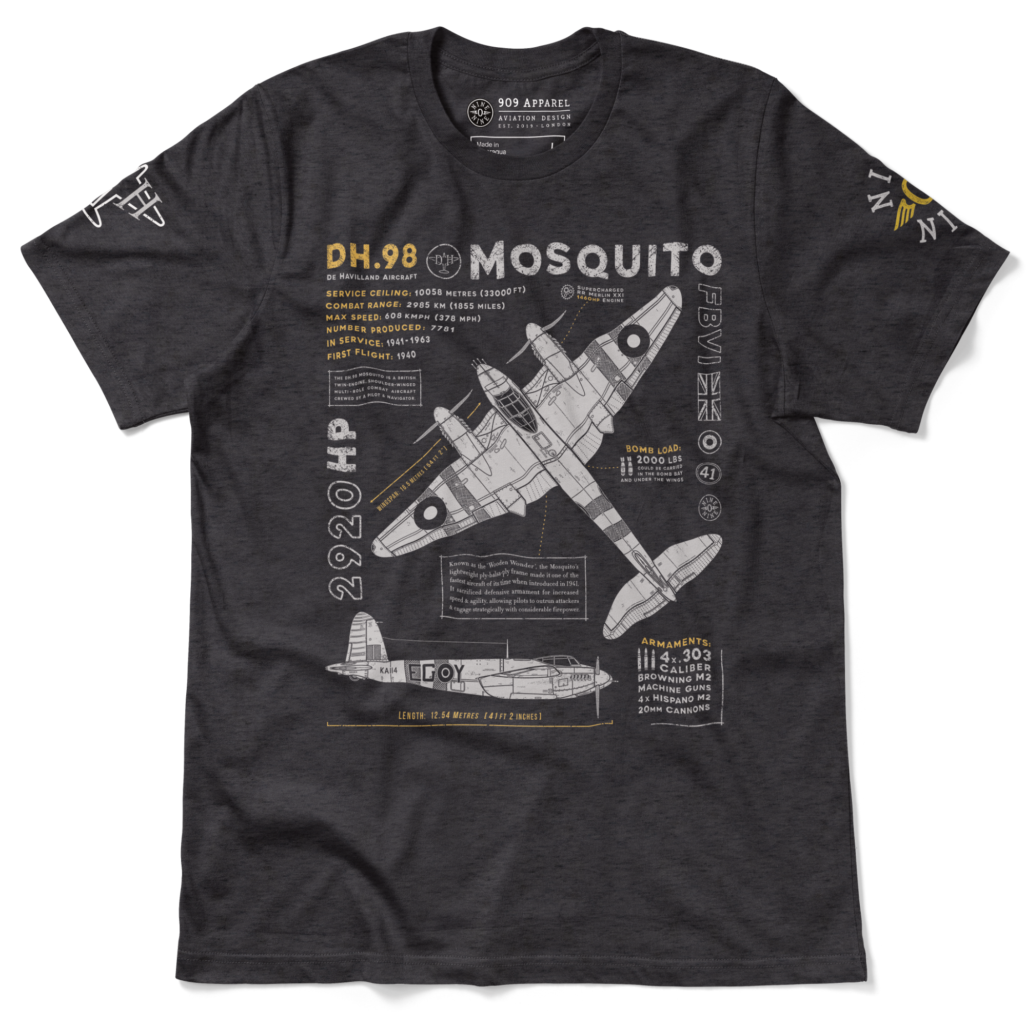 de Havilland Mosquito T-Shirt - DH.98 WW2 Aircraft