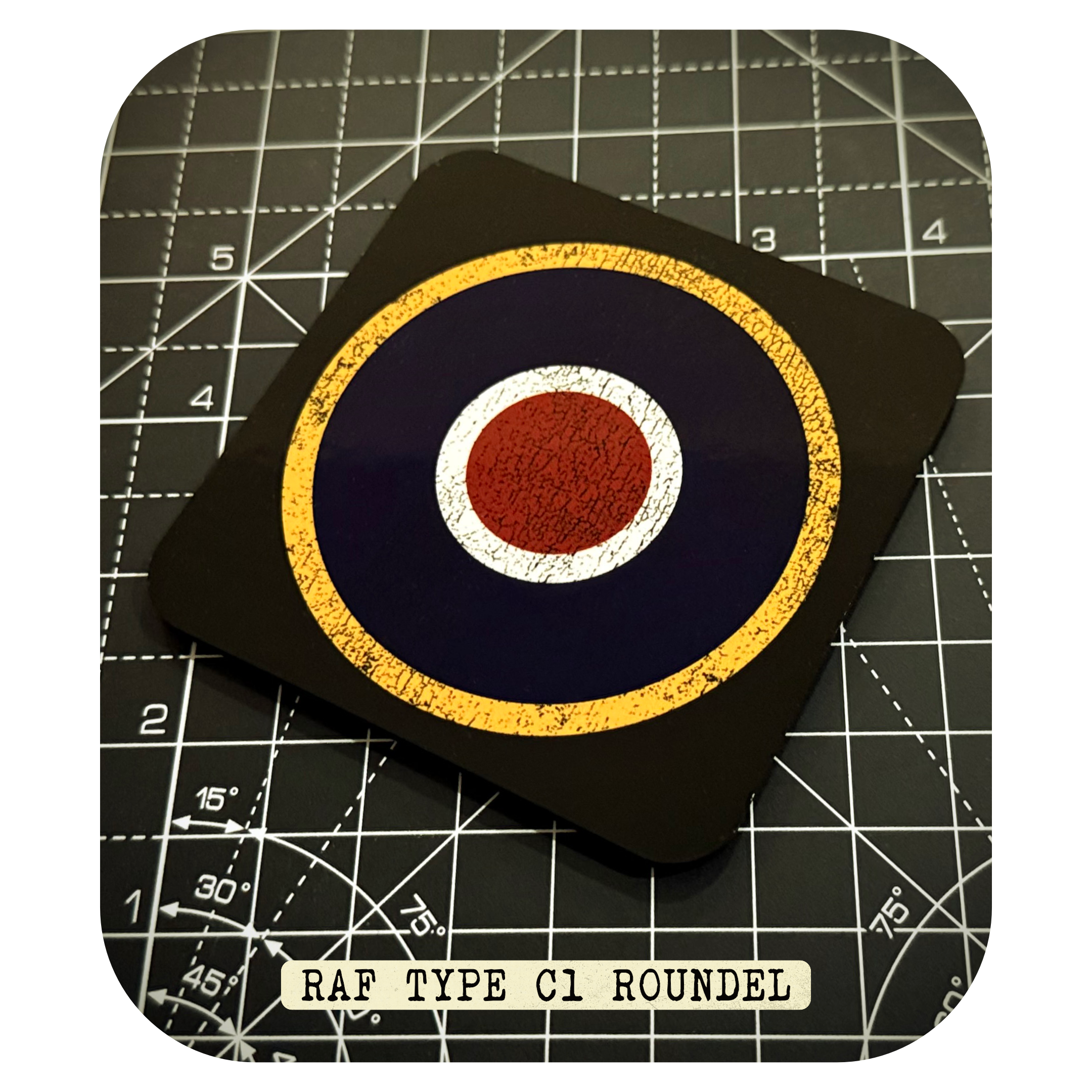 RAF Type C1 roundel coaster featuring British WWII aircraft insignia