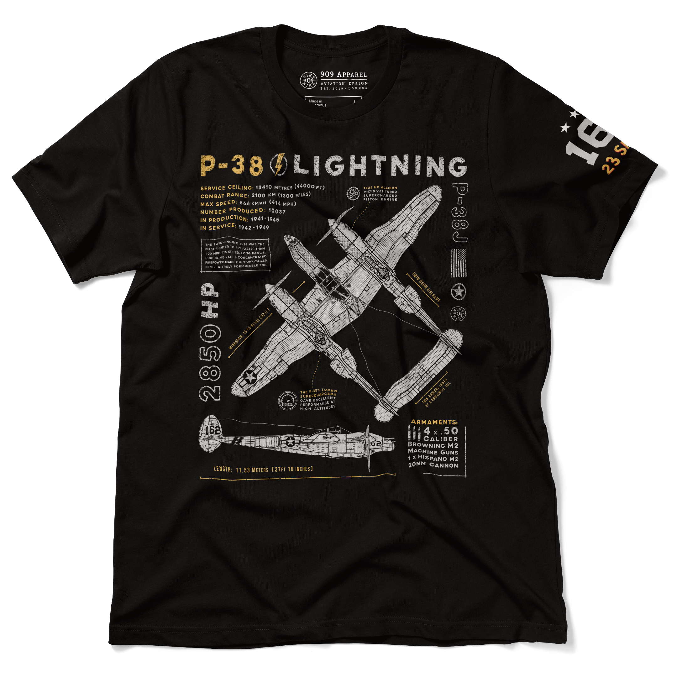 P-38 Lightning Blueprint T-Shirt