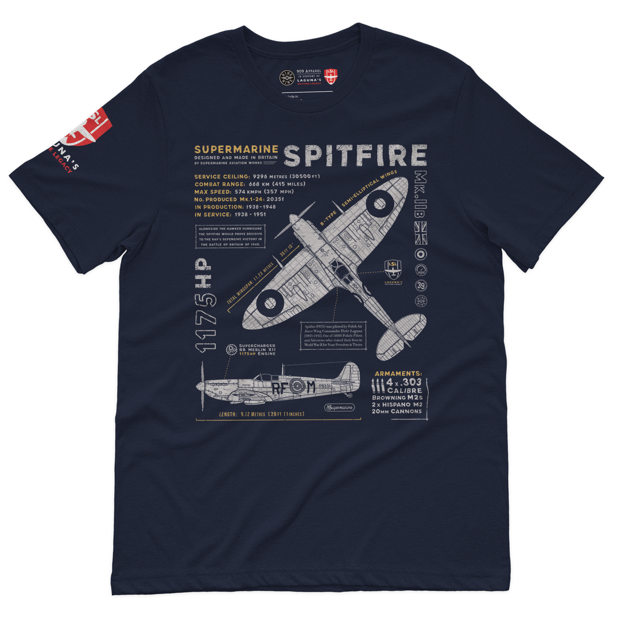 Spitfire Laguna's Spitfire Legacy Navy T-Shirt