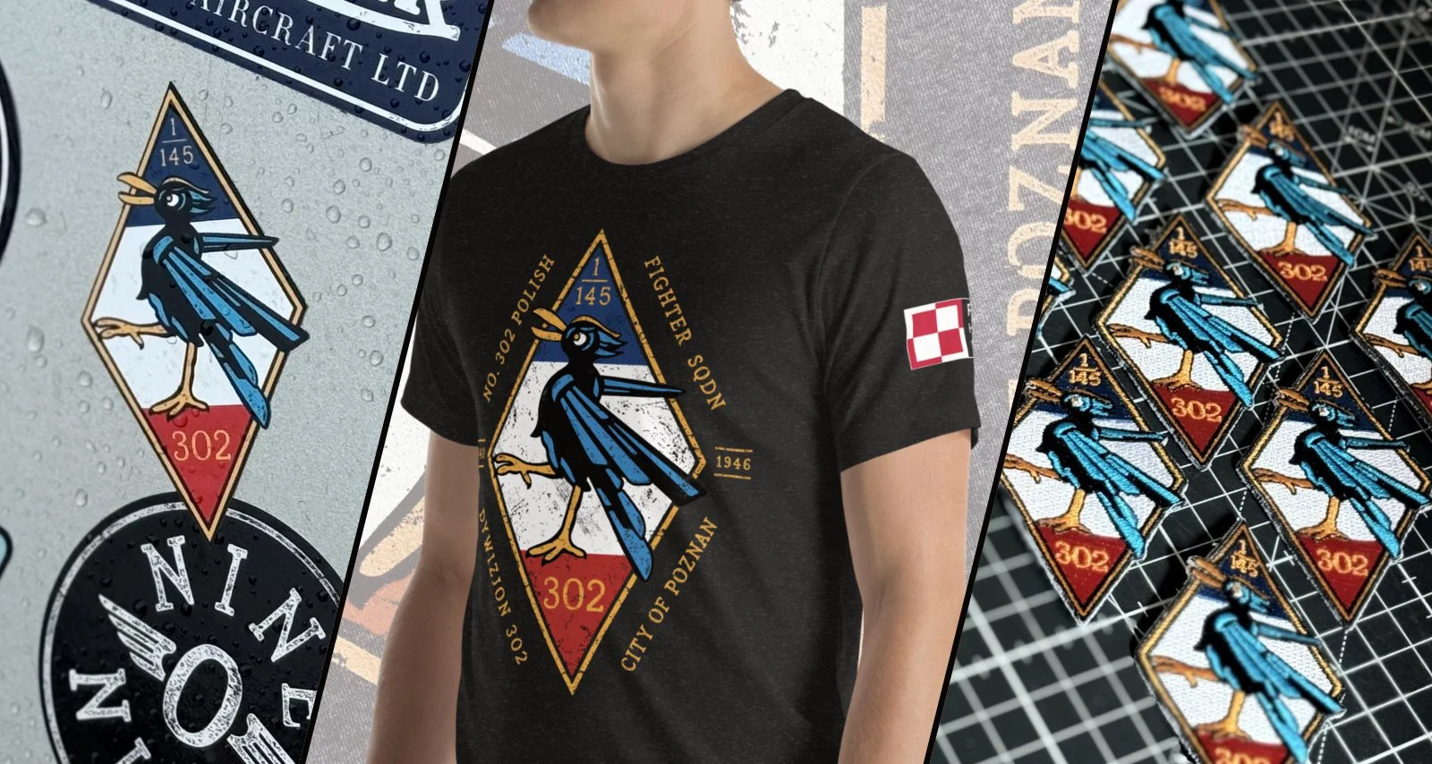 302 Squadron Stickers, T-Shirts & Patches - Polish Heritage Flight