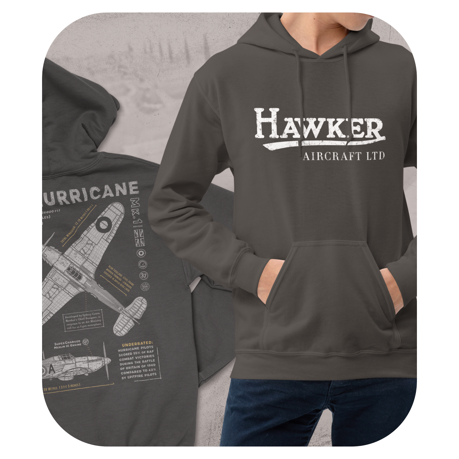 Hawker Aircraft Back-Print Hoodie - PI - Charcoal.png