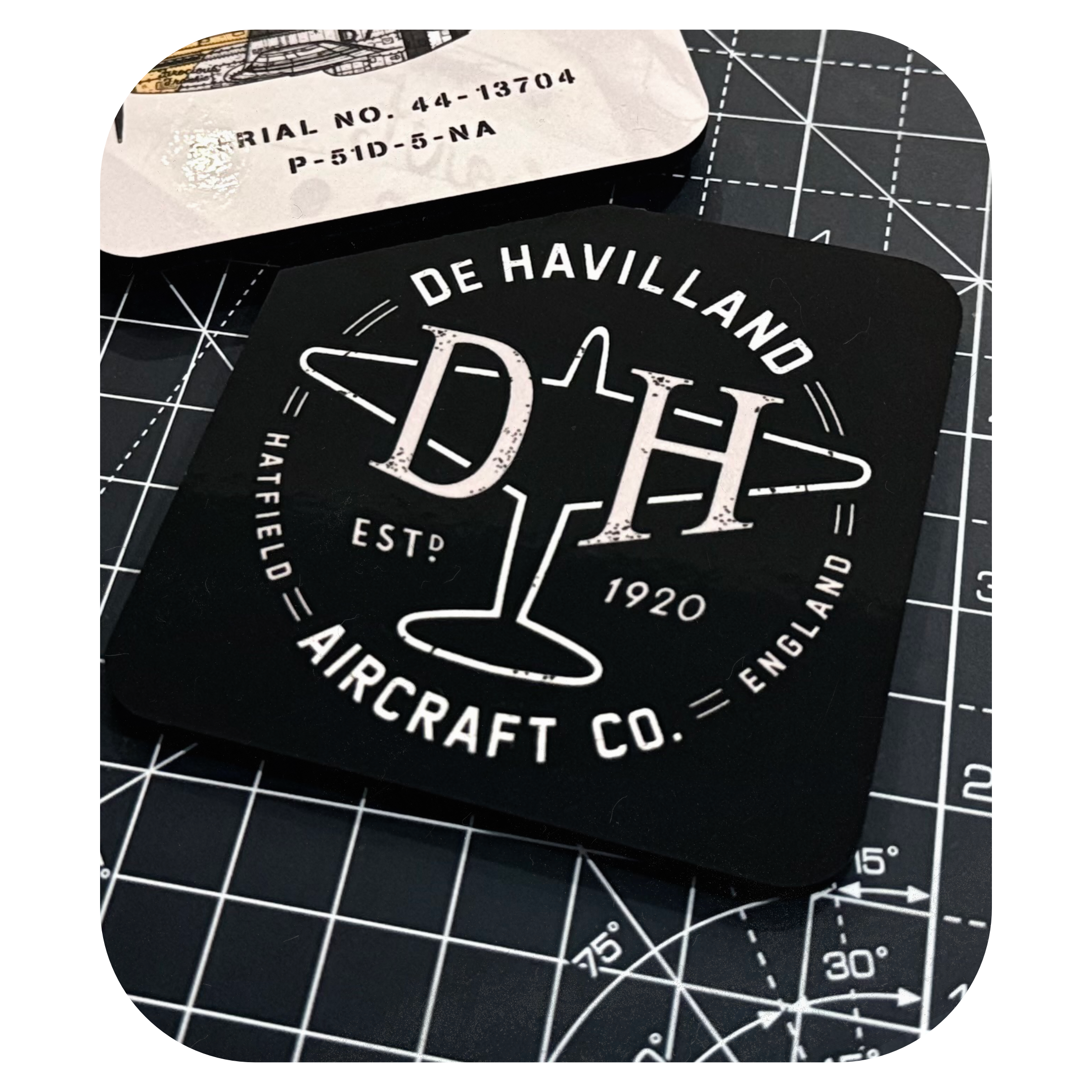 de Havilland Aircraft coaster featuring vintage Mosquito aviation emblem