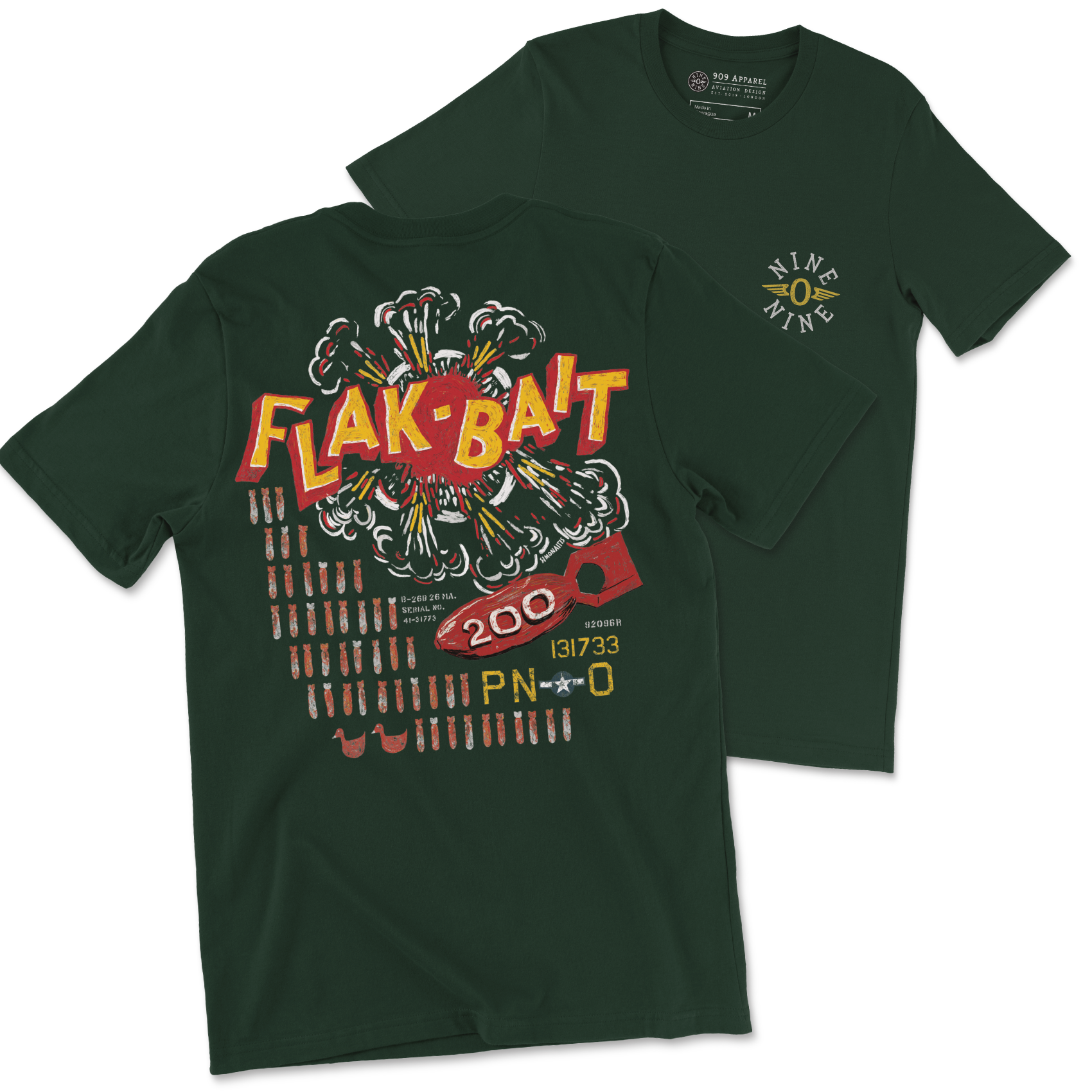 Flak Bait 200 Nose Art T-Shirt by 909 Apparel
