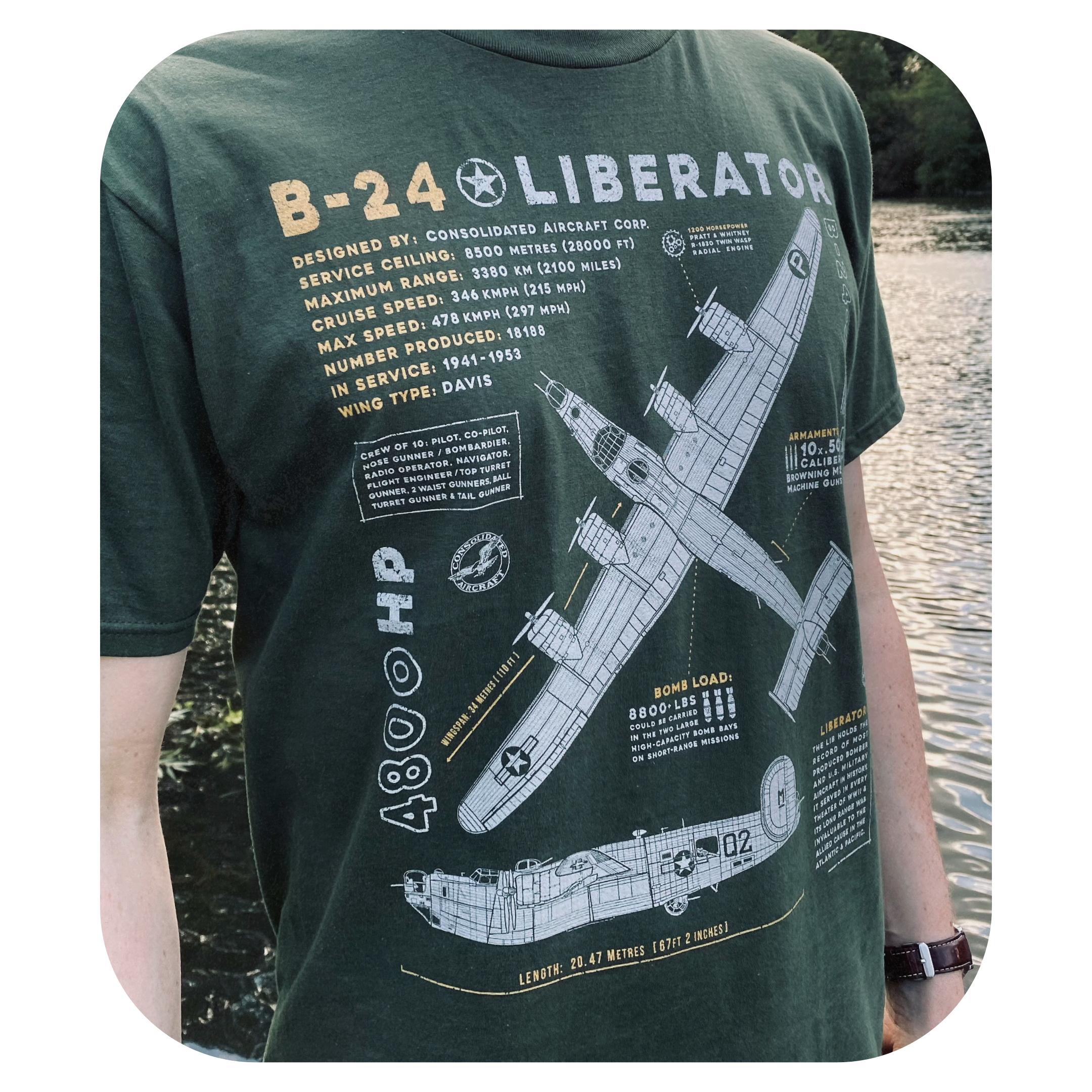 B-24J Liberator WWII Wild Blue T-Shirt