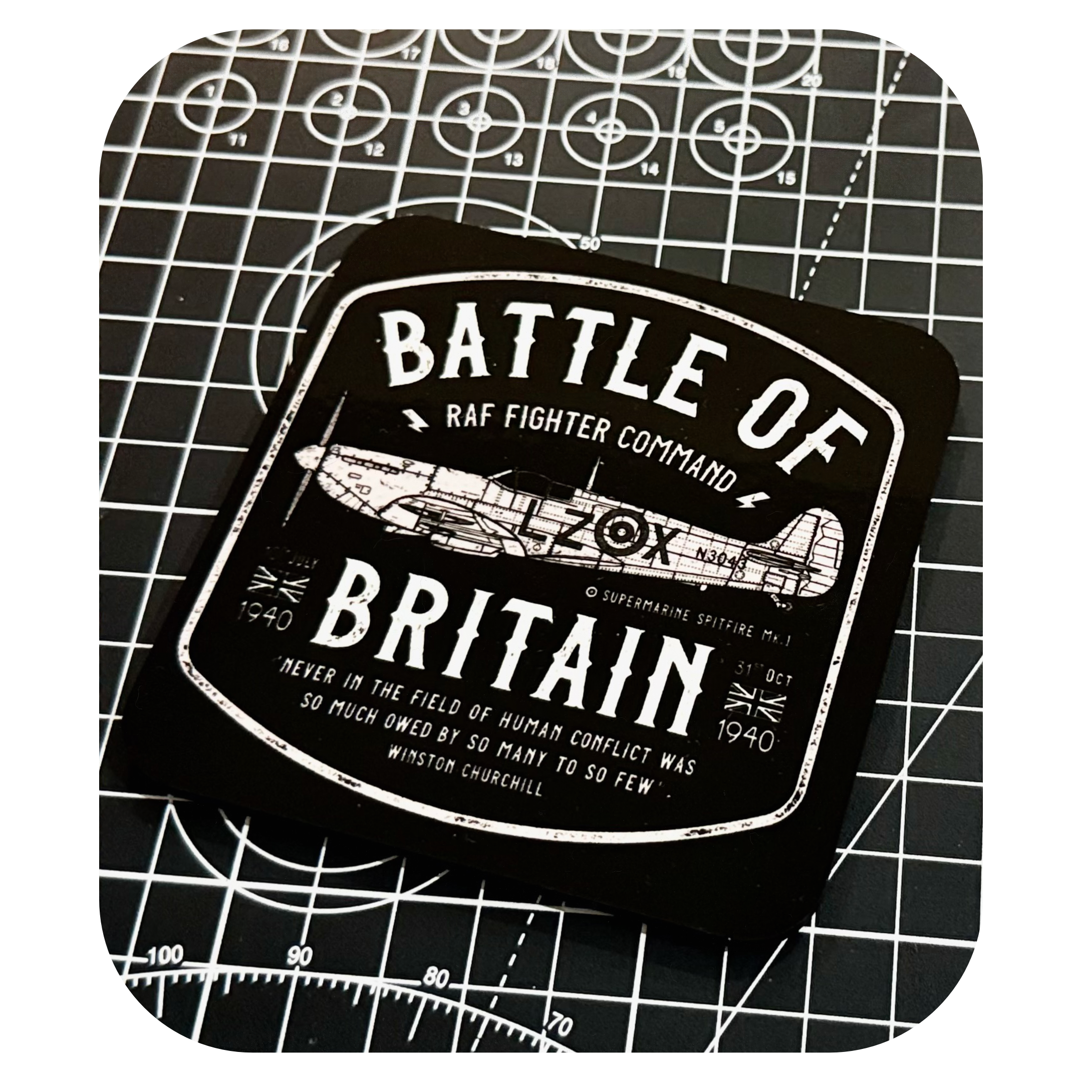 Battle of Britain Commemorative WWII aviation coaster featuring Spitfire LZX
