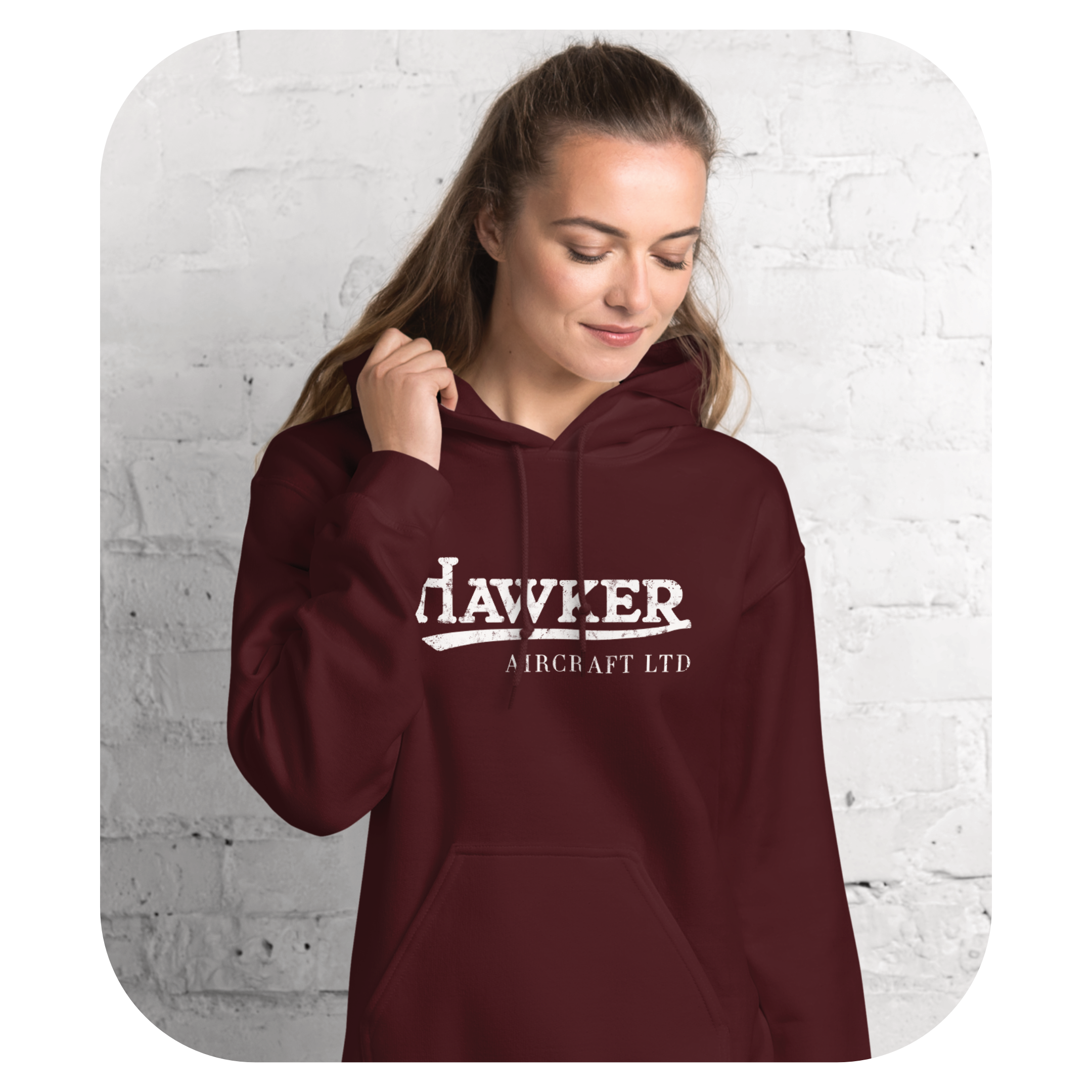 Hawker Aircraft Fron-Print Hoodie - PI - Maroon.png