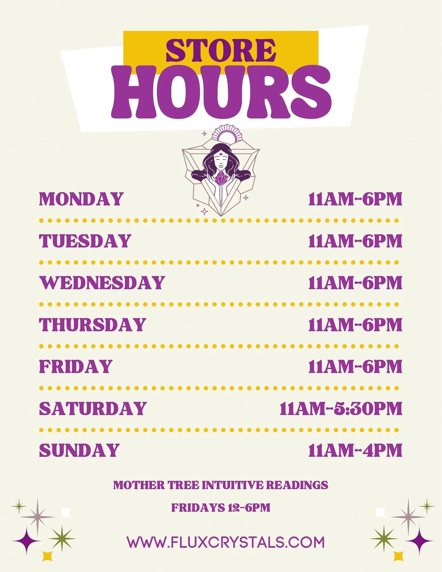 ⭐️💜We are now Open Mondays! 💜⭐️