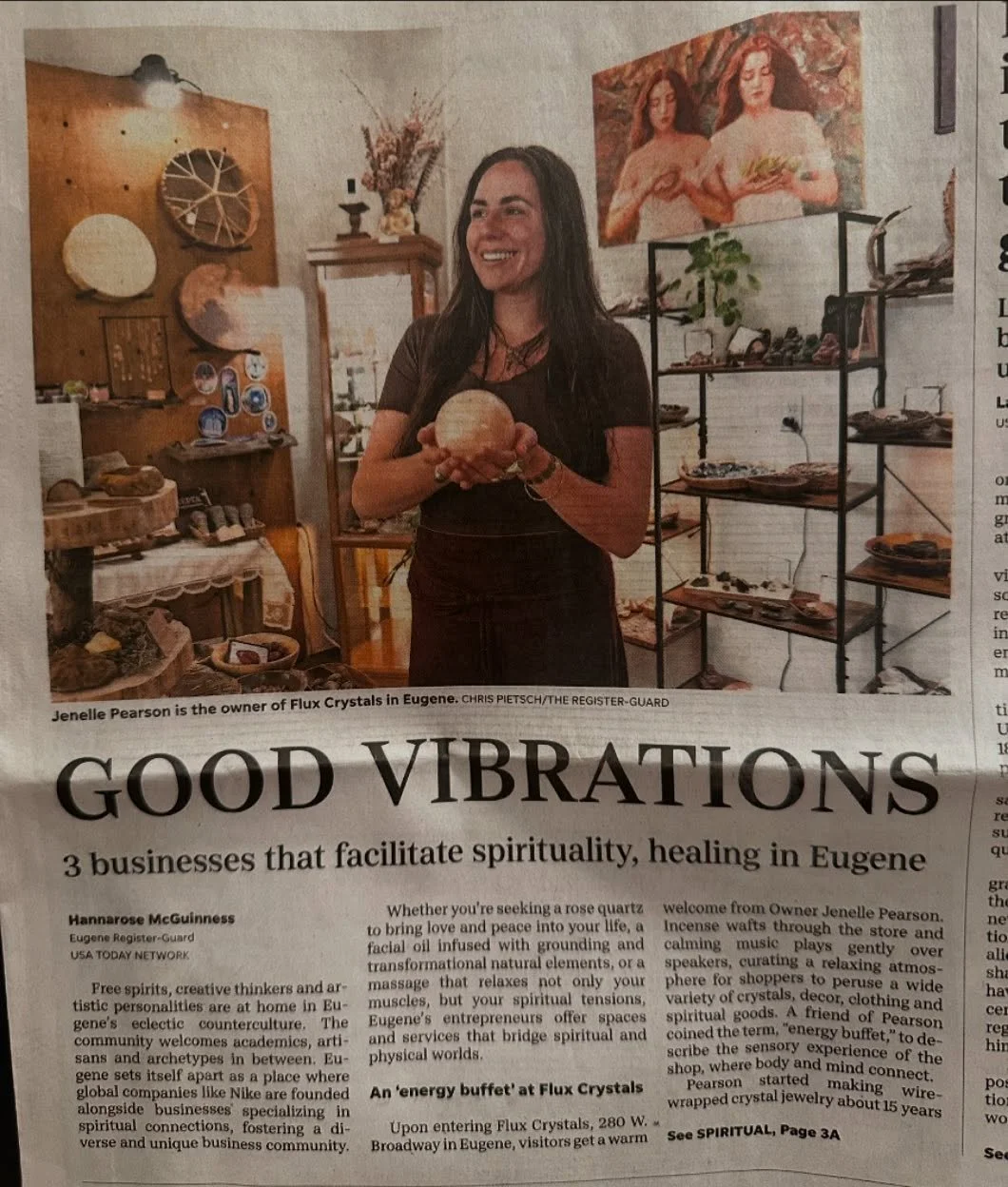 Thanks for featuring Flux @registerguard 💎 We are honored to be spreading GOOD VIBRATIONS in Eugene, Oregon and beyond!