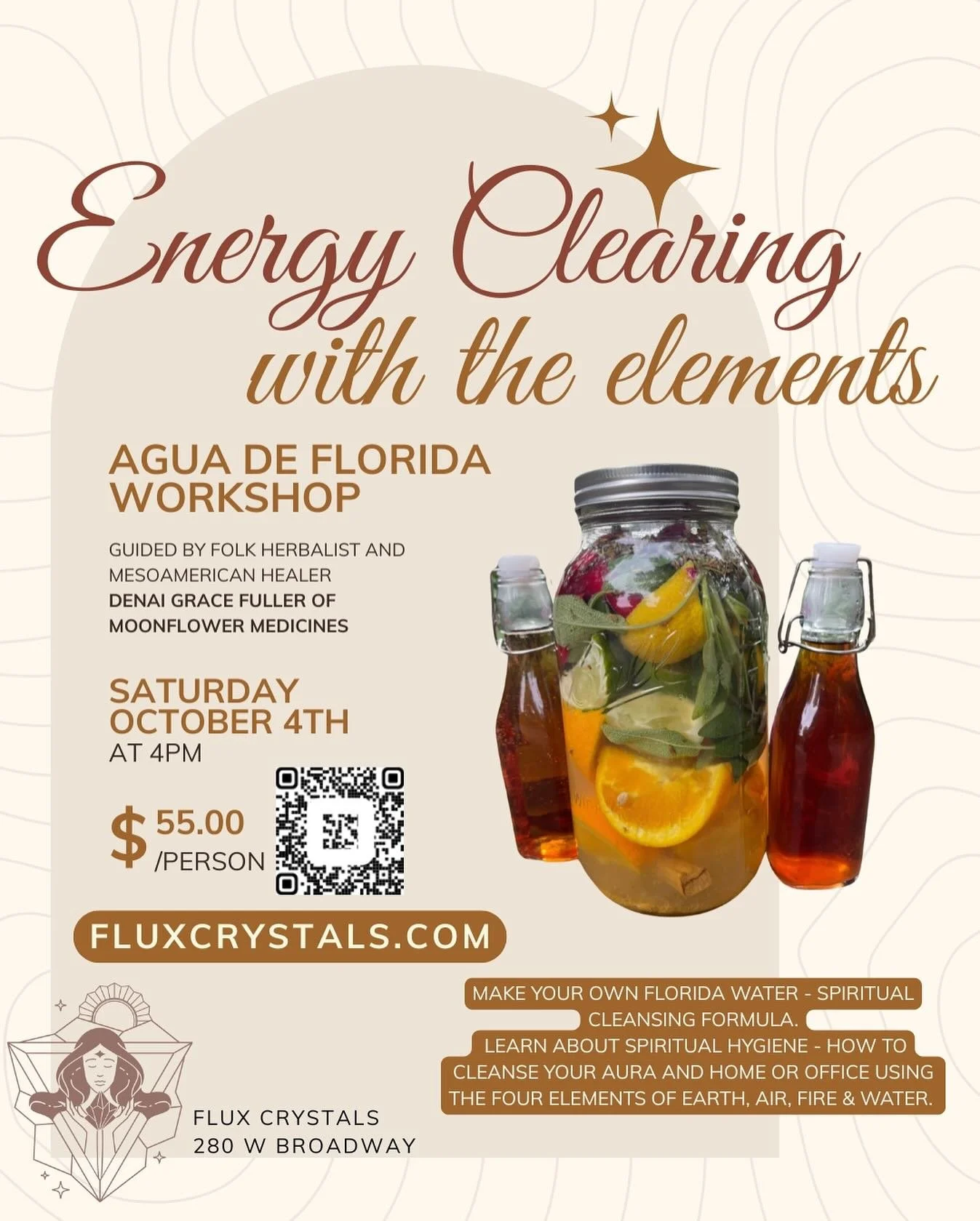 We are so excited for this Workshop with @moonflowermedicine.love Denai Grace Fuller, she is coming from Ashland, Oregon to teach us traditional wisdom of spiritual cleansing with the elements. Denai will be guiding us through methods of cleansing an