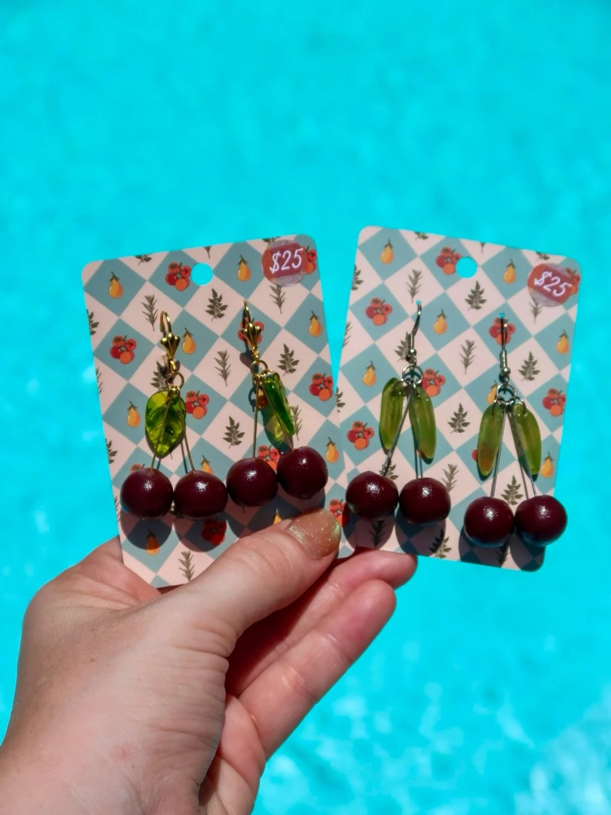 Some dark red cherry pairs 🍒

________

#jewelry #handmadejewelry #earrings #earring #earringmaking #photocharm #Clay #crawfish #crawfishcollections #polymerclayjewelry #painting #collage #handmadeearrings #richmond #rva