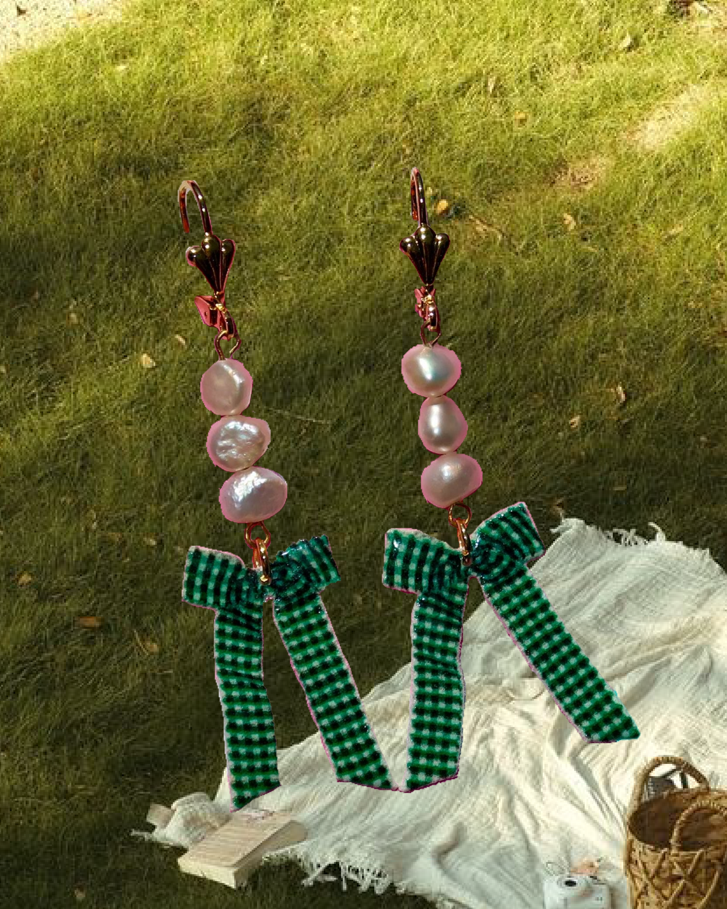Gingham Bow Earrings