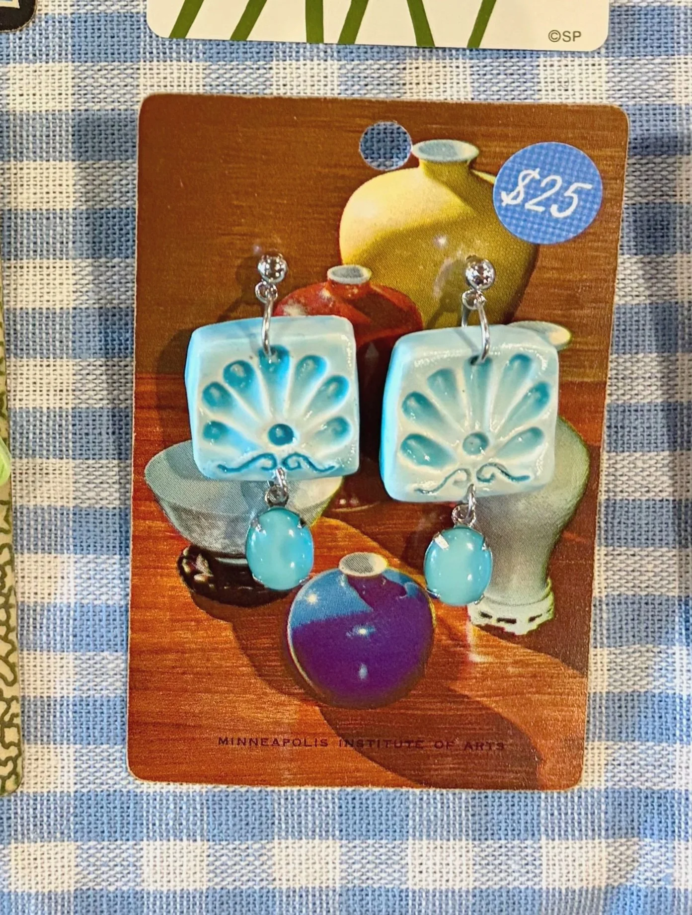 Blue Shell Tile Earrings