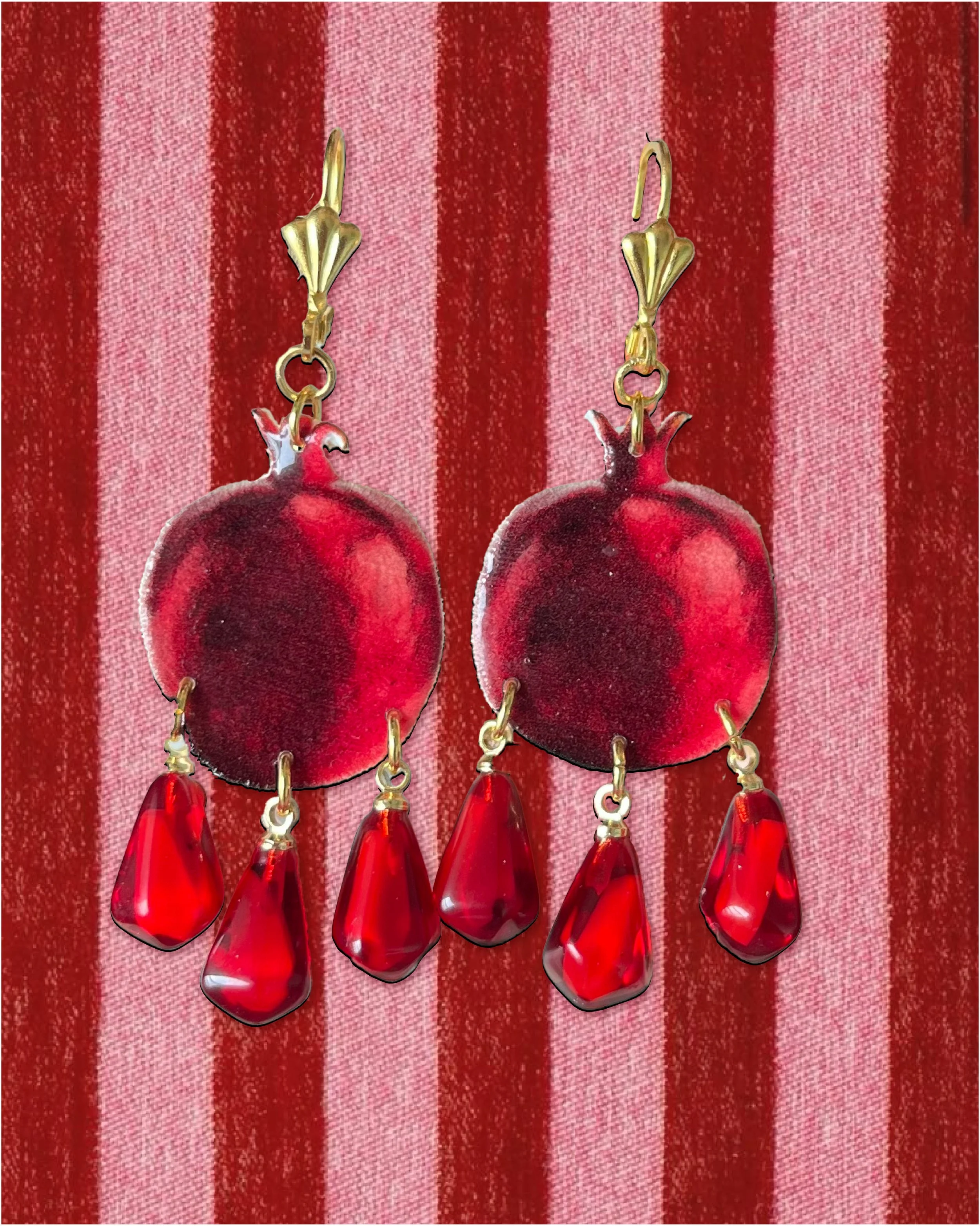 Pomegranate Hoop Dangles, 3-Seed
